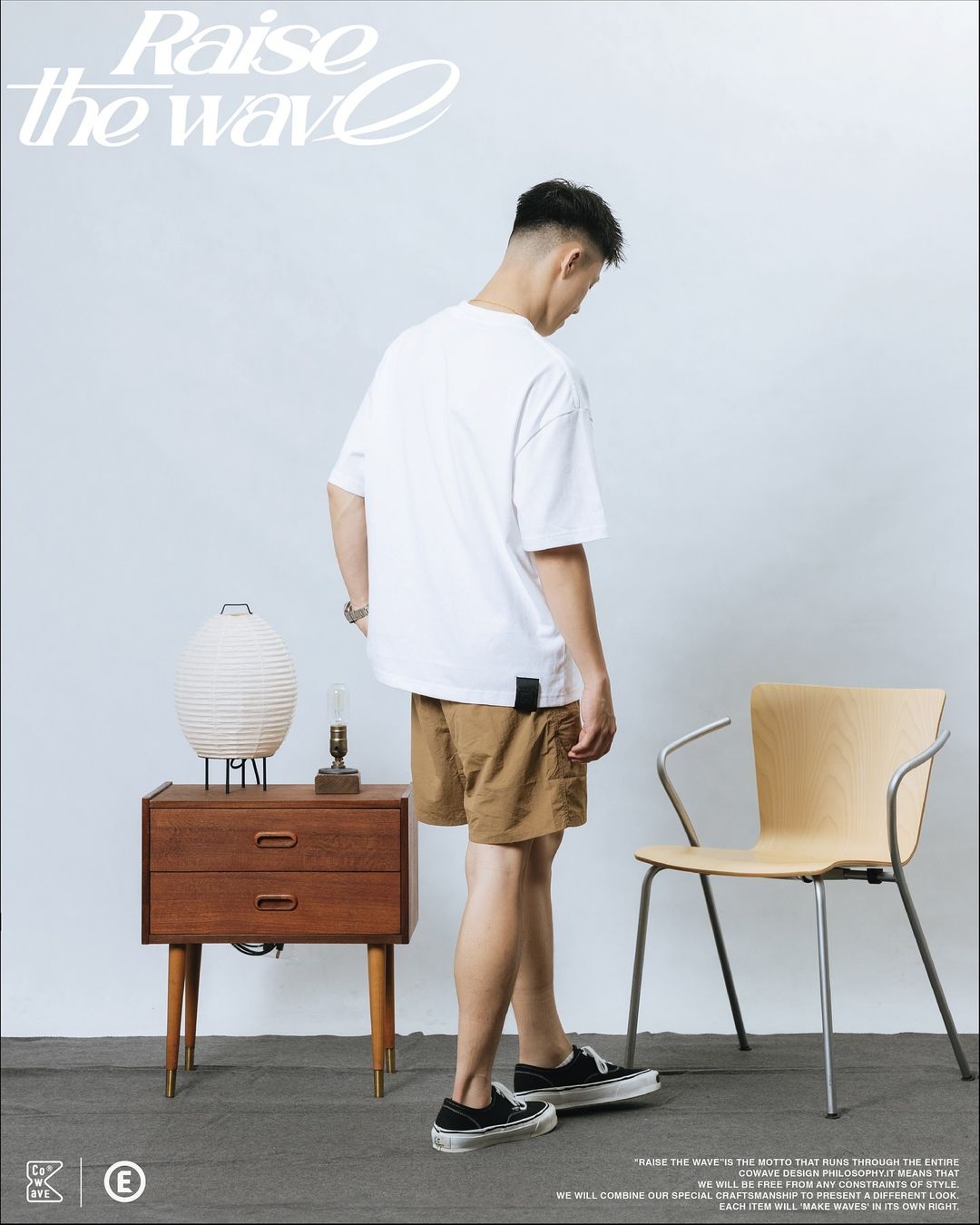 Cowave 2024 Spring & Summer Same Color Print Tee