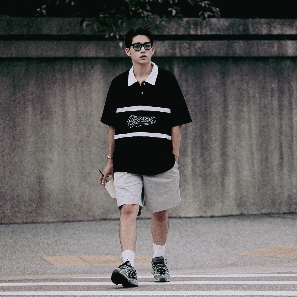 【QUEST】SCRIPT LOGO RUGBY POLO - 草寫字體POLO衫