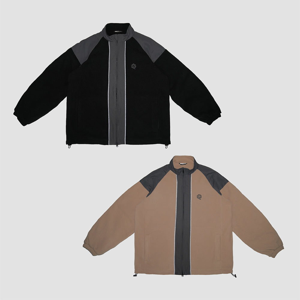 【QUEST】FULL-ZIP FLEECE JACKET-拼接絨毛外套