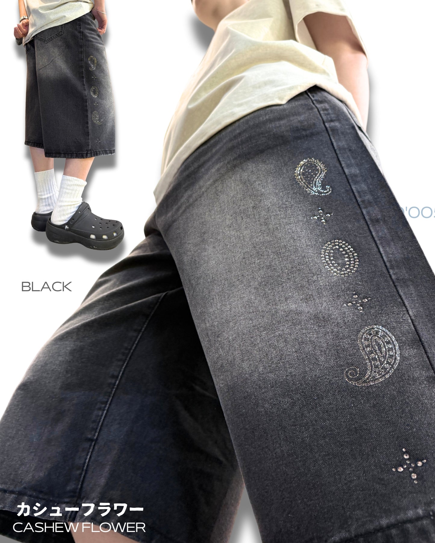 TURNOVER 2025SS CASHEW FLOWER JEANS
“25SS-S2 腰果花閃鑽牛仔褲”