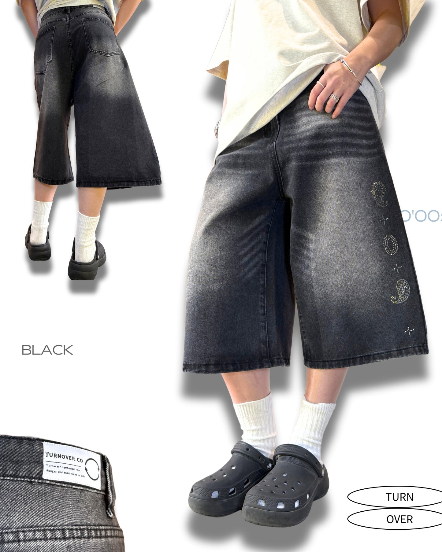 TURNOVER 2025SS CASHEW FLOWER JEANS
“25SS-S2 腰果花閃鑽牛仔褲”