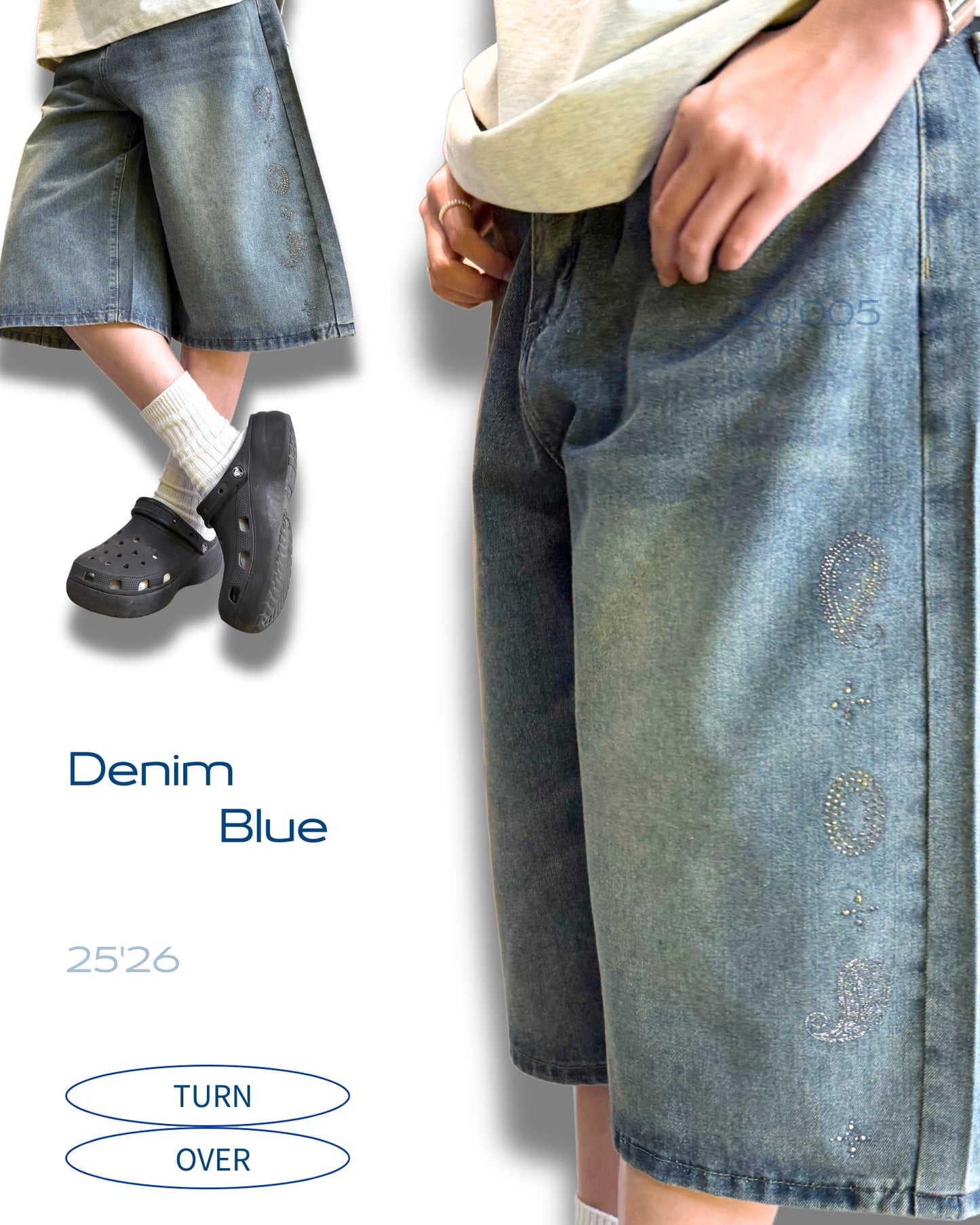 TURNOVER 2025SS CASHEW FLOWER JEANS
“25SS-S2 腰果花閃鑽牛仔褲”