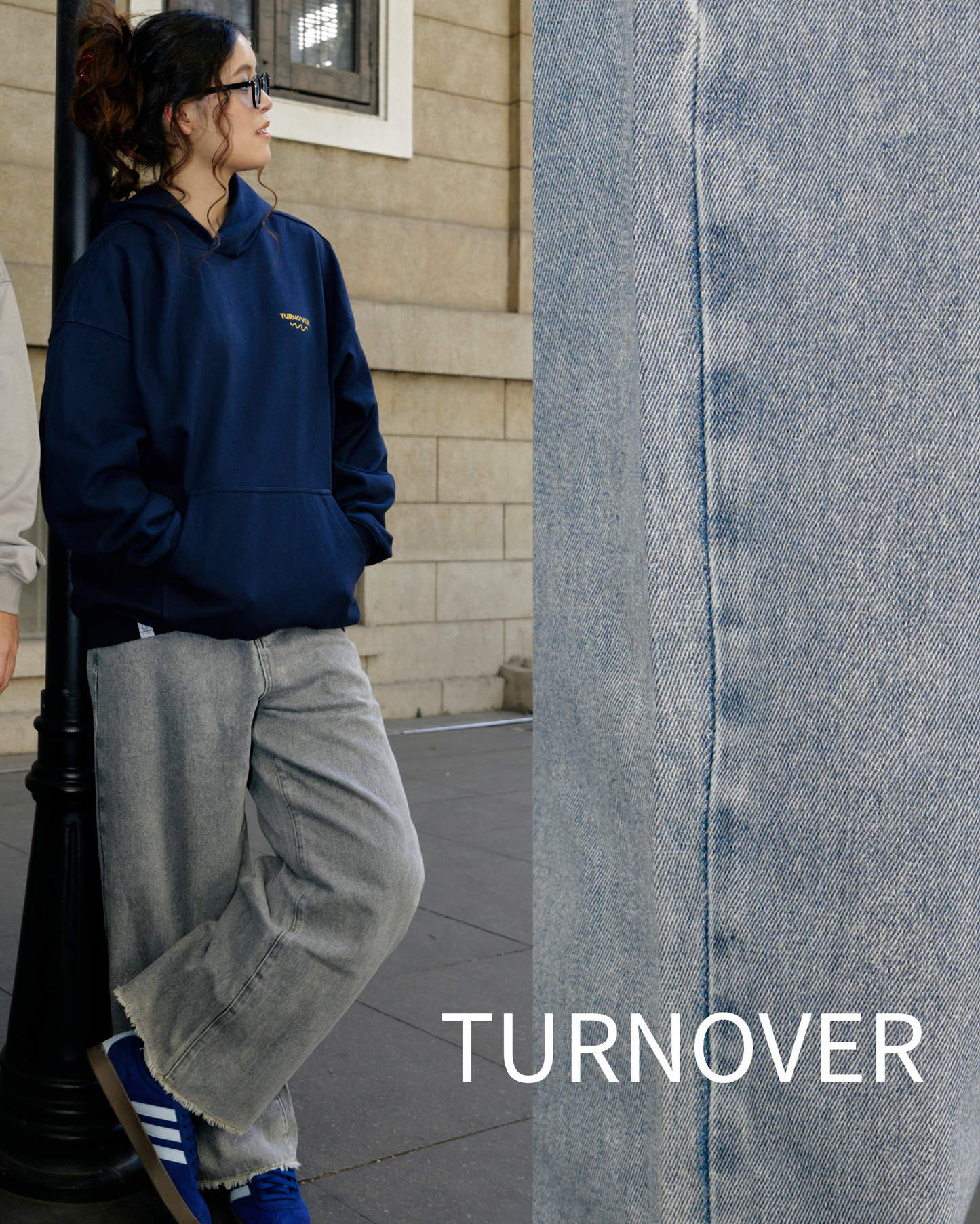 TURNOVER LOOSE HEM LONG JEANS