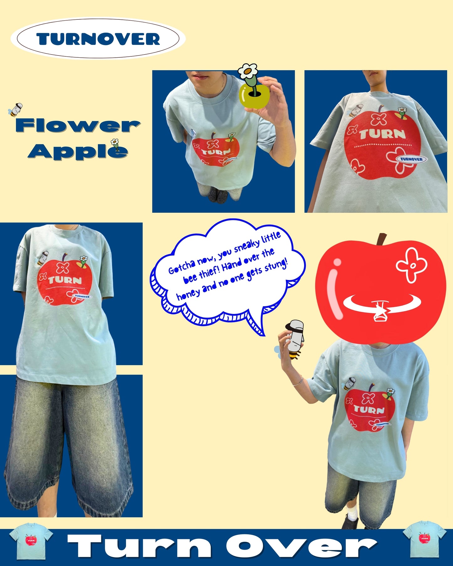 TURNOVER 2025SS Flower Apple
“25SST4 蘋果花兒TEE”