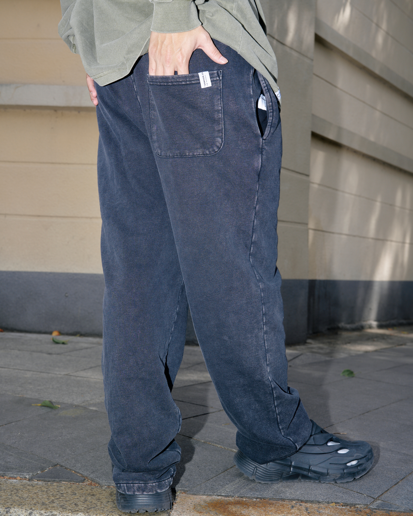 TURNOVER WASHED COTTON LONG PANTS