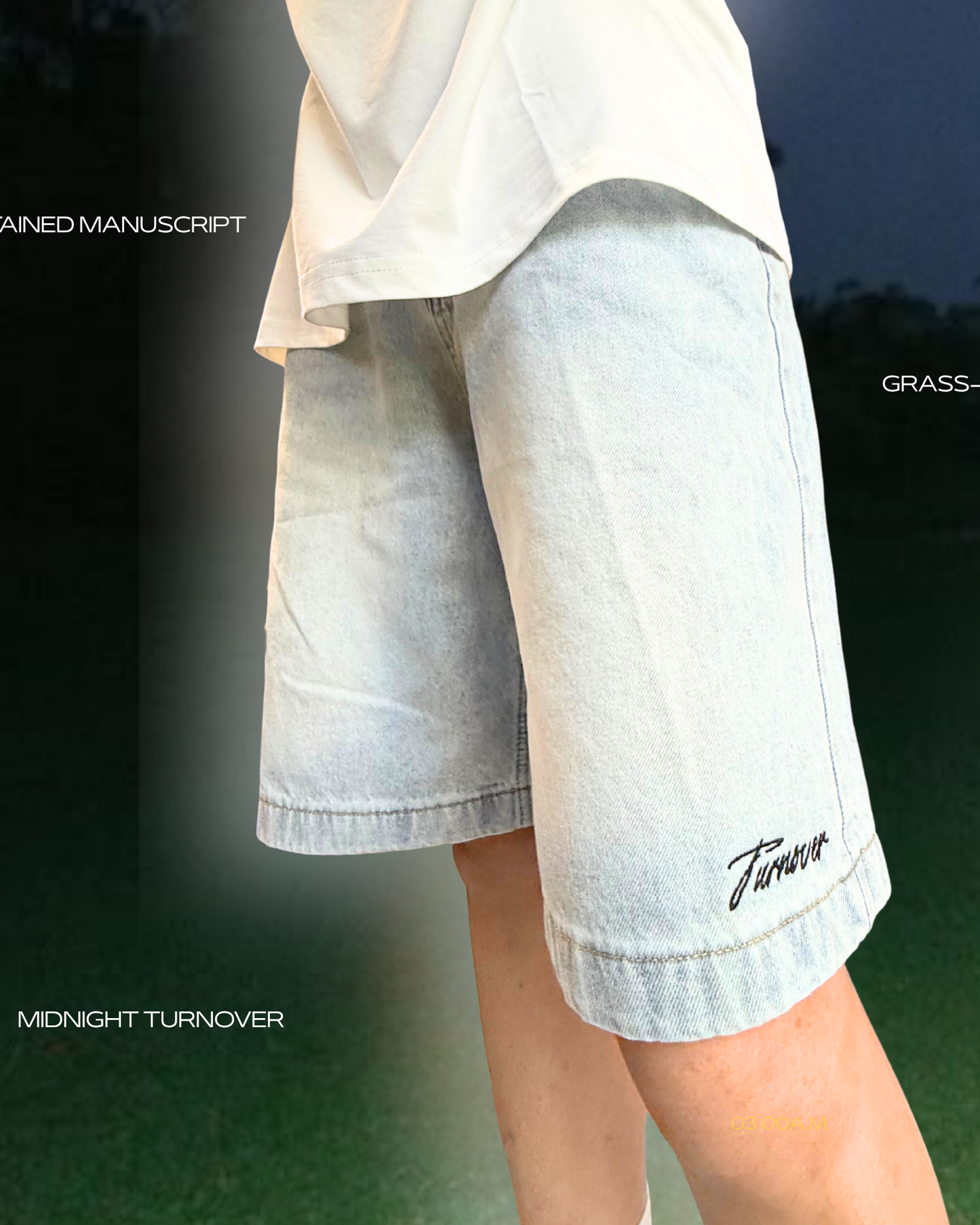 TURNOVER 2025SS MIDNIGHT “25SS-S12 午夜白光・六分牛仔褲”