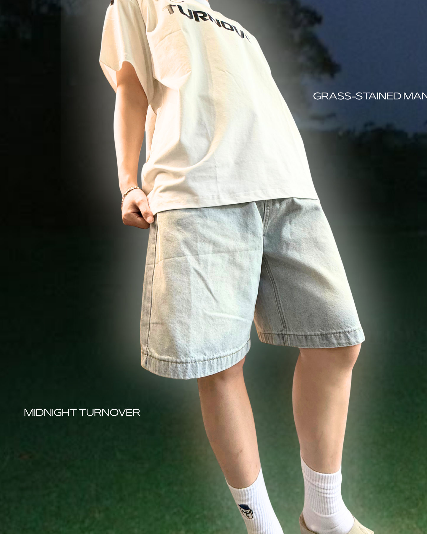 TURNOVER 2025SS MIDNIGHT “25SS-S12 午夜白光・六分牛仔褲”