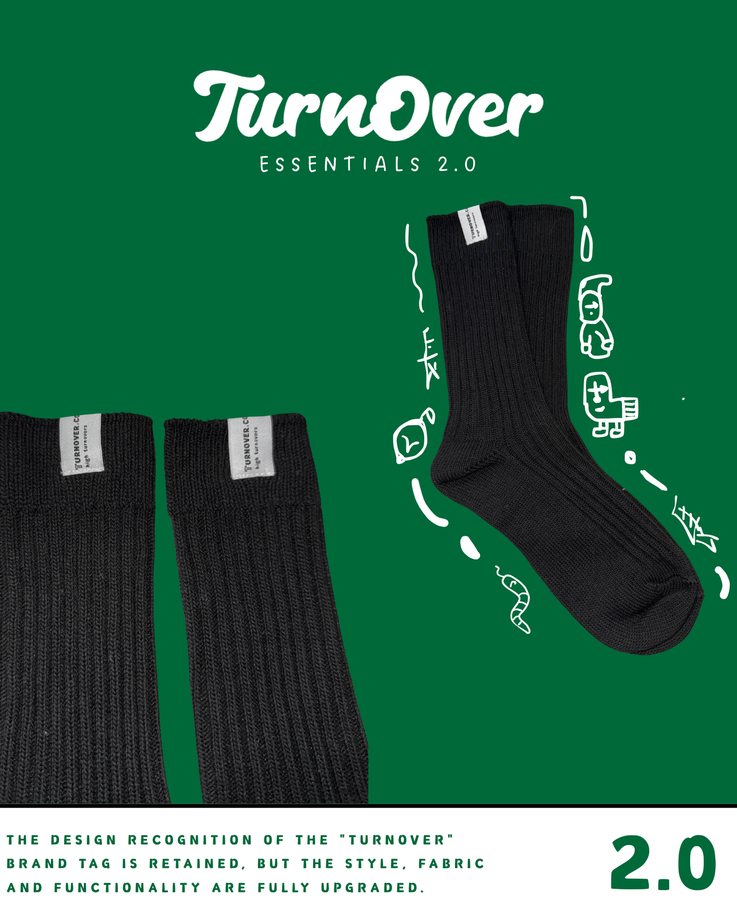 TURNOVER ESSENTIALS SOCKS 2.0 襪