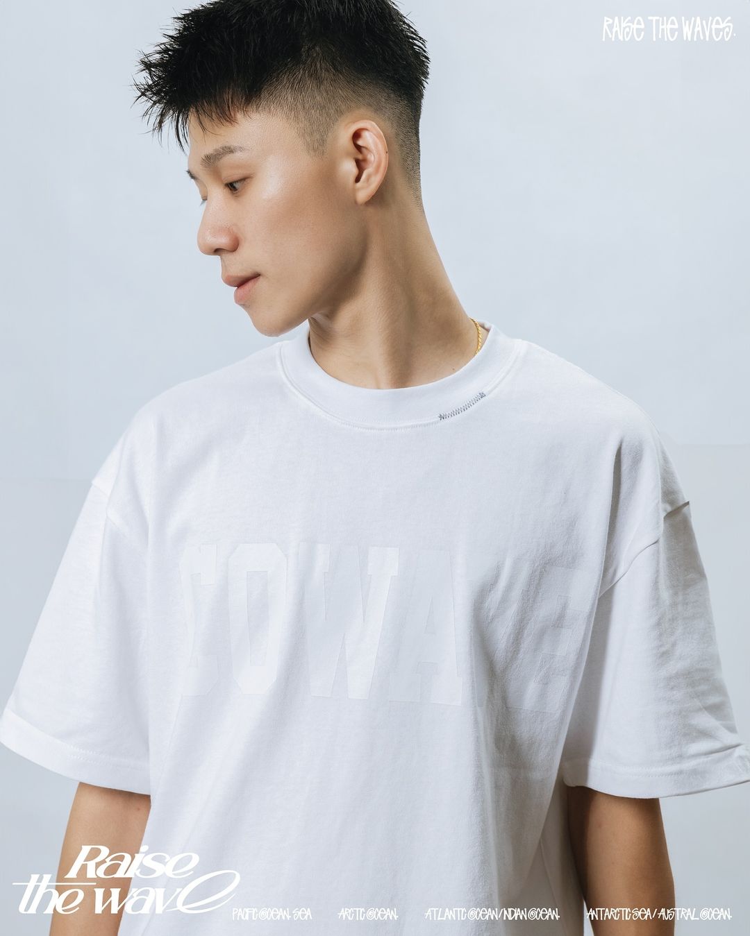 Cowave 2024 Spring & Summer Same Color Print Tee