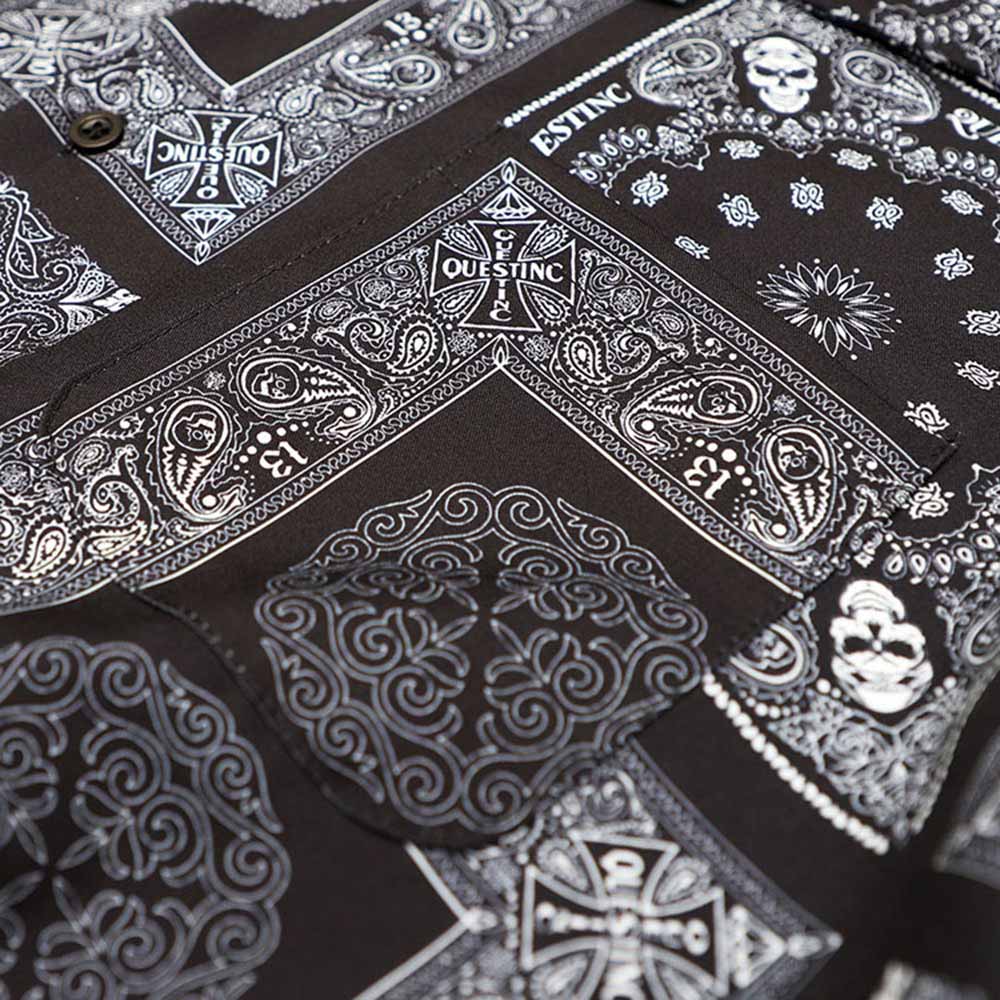 【QUEST】PAISLEY PRINT SHIRT-變形蟲圖騰襯衫 古巴領 圖騰 短袖 襯衫 外搭