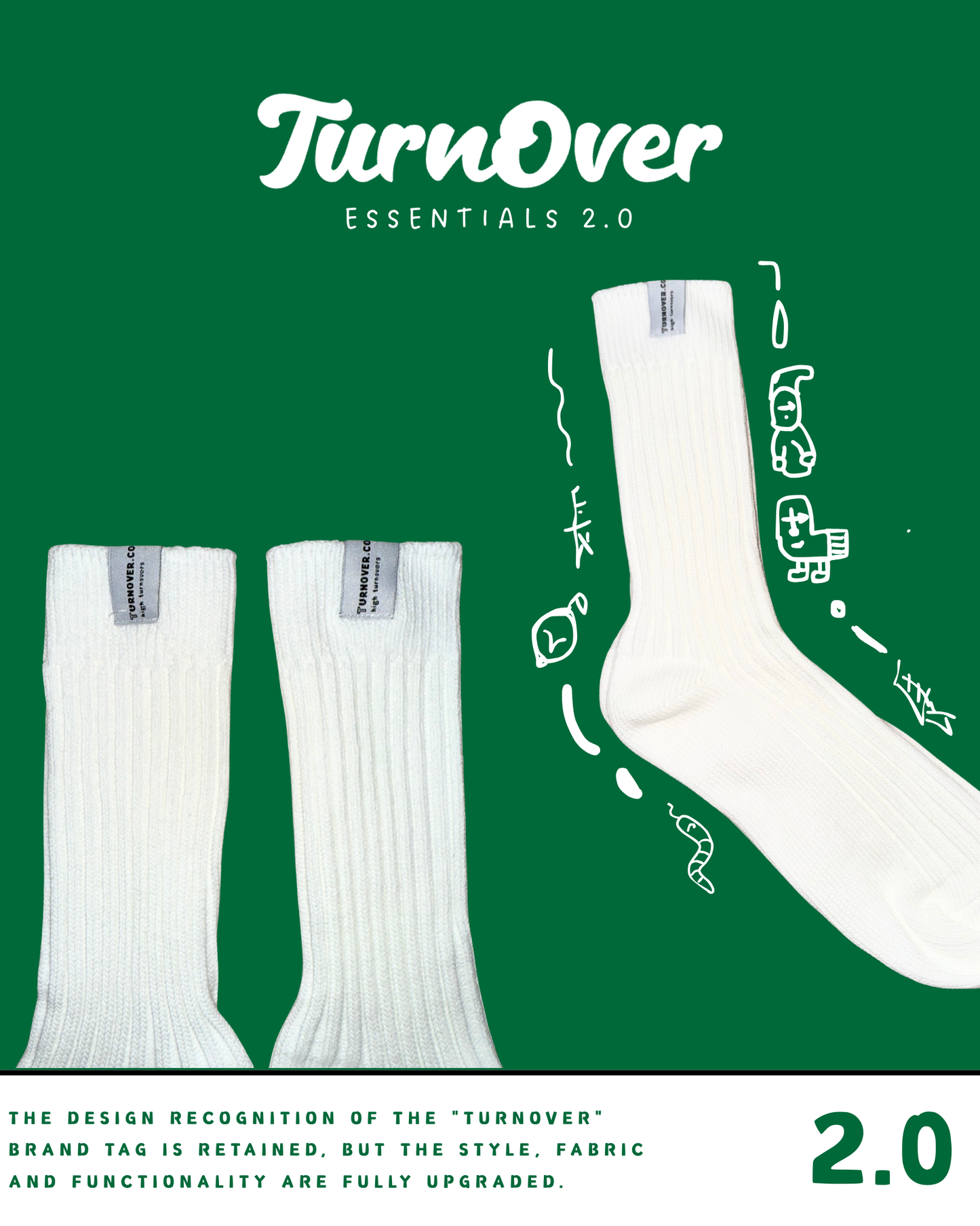 TURNOVER ESSENTIALS SOCKS 2.0 襪