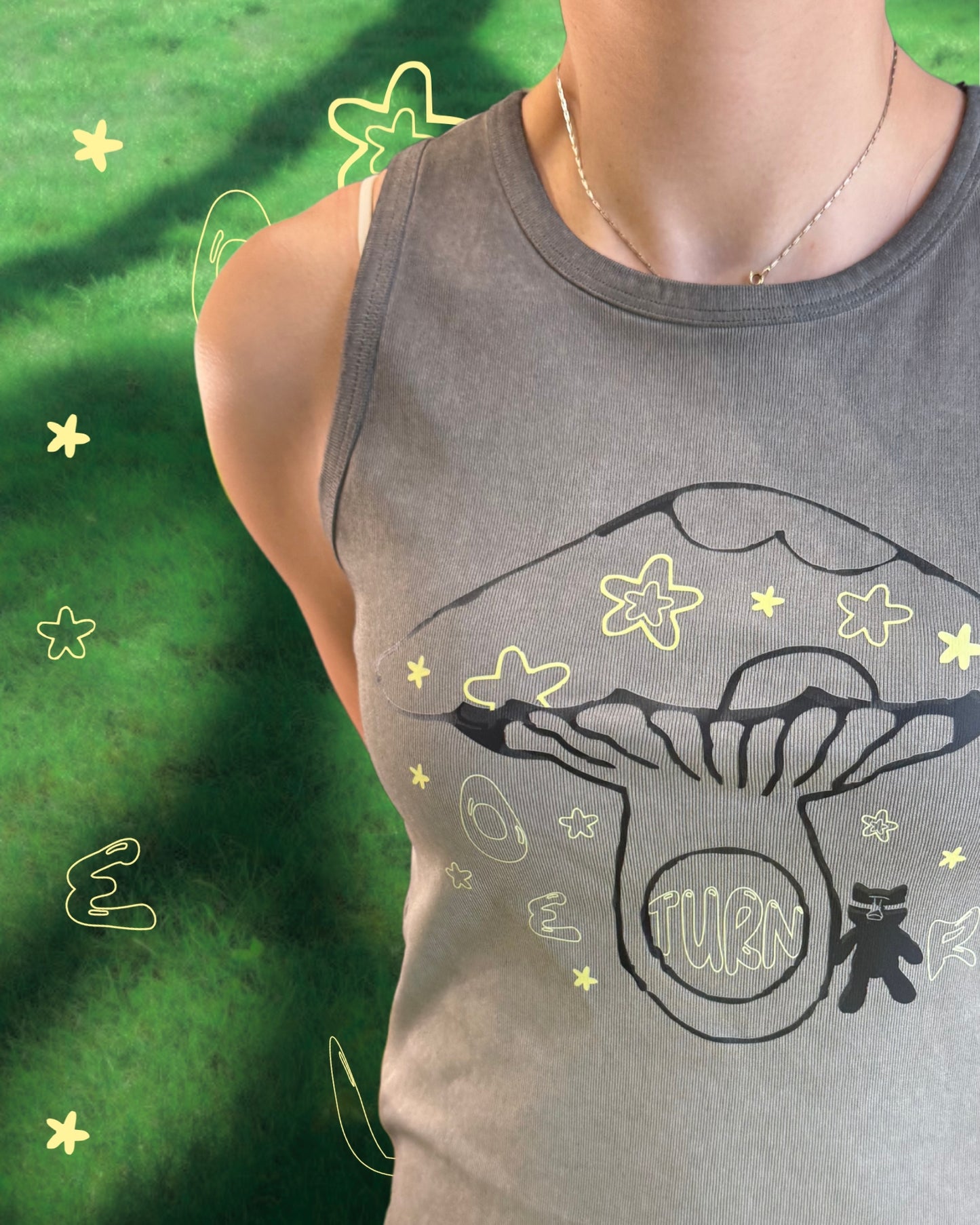 TURNOVER 2025SS Feli-shroom TOP
“25SSWV1 貓的星菇 小背心”