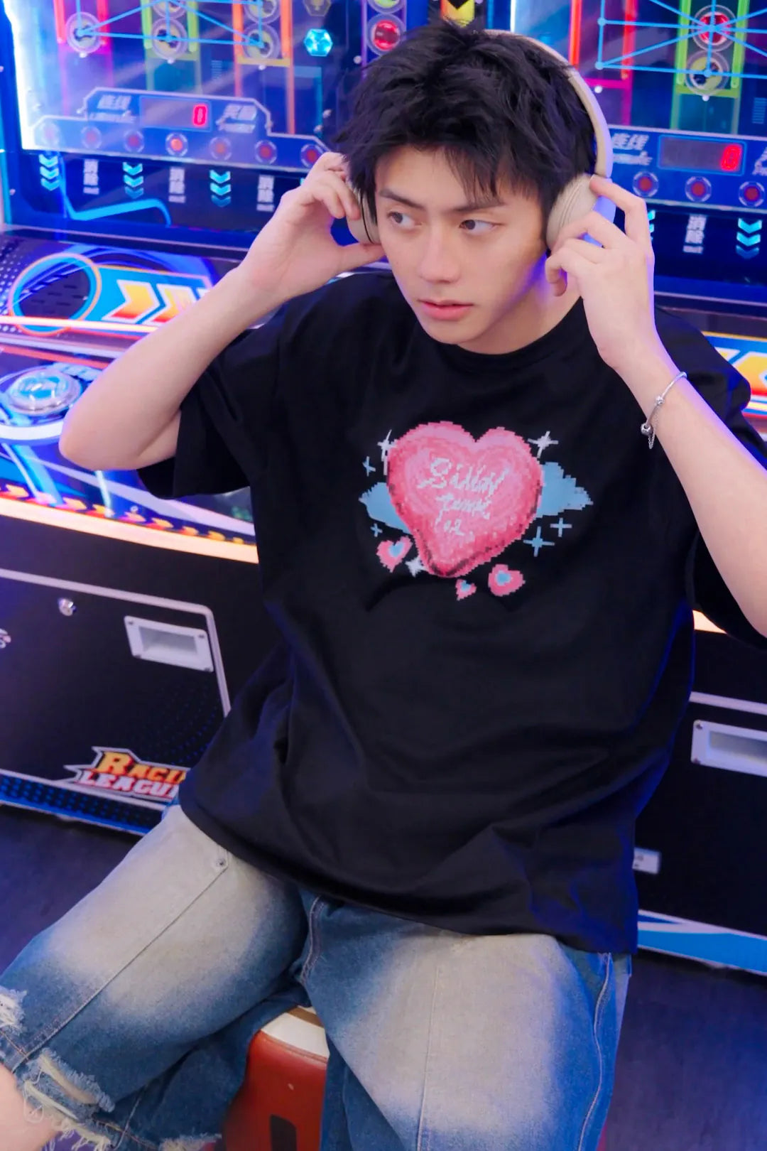 SIMON PUNK Project-SS25-T03 數位 愛心 雲朵 OS TEE