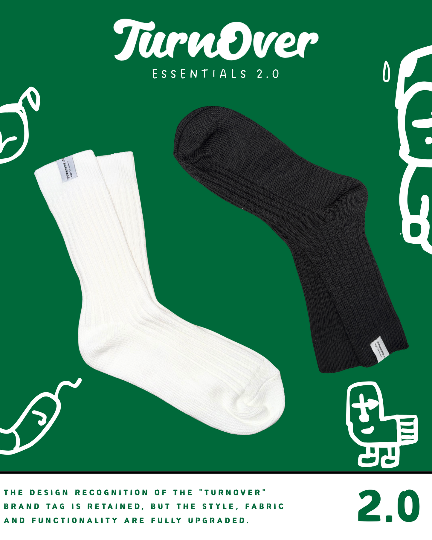 TURNOVER ESSENTIALS SOCKS 2.0 襪