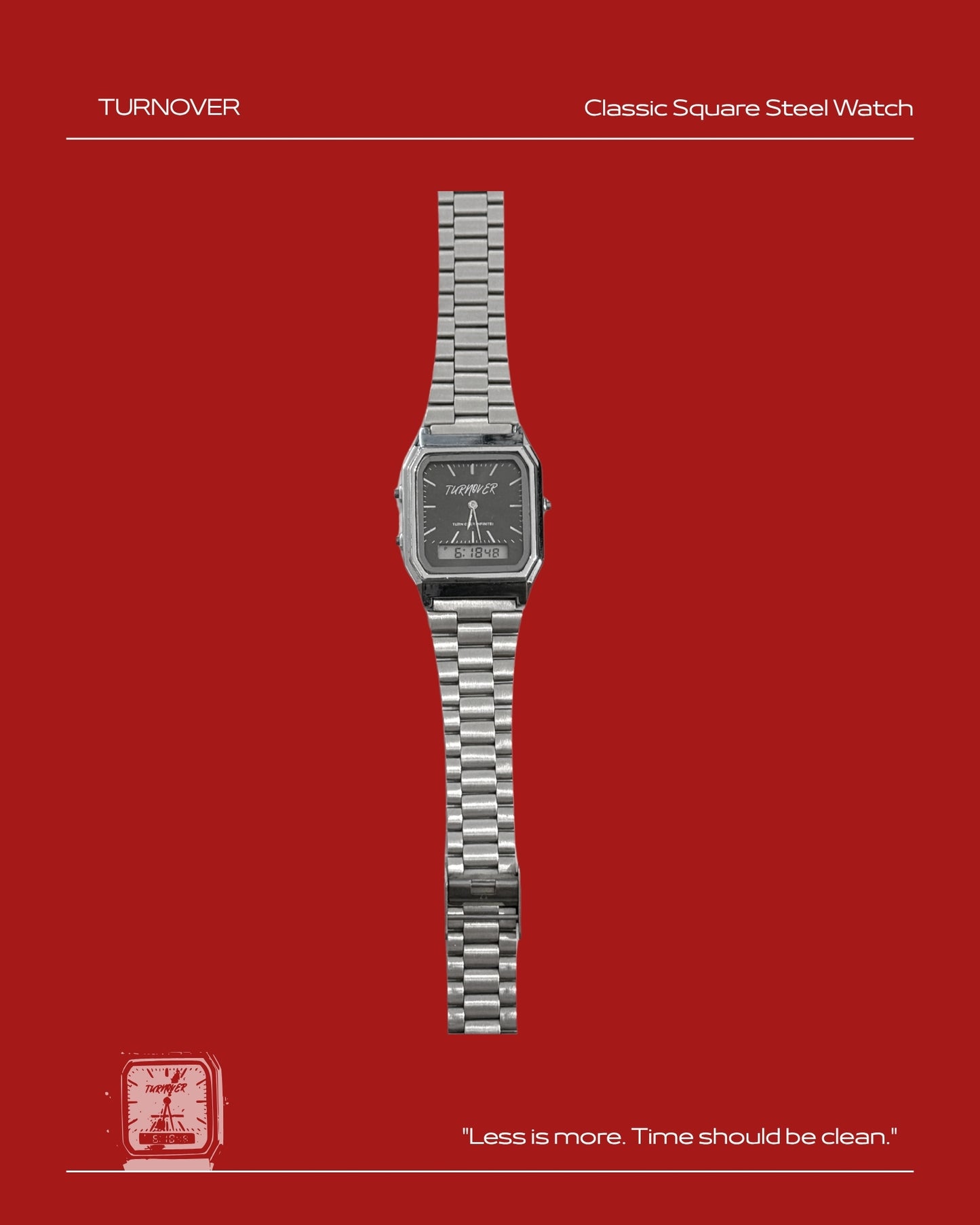 TURNOVER WATCH 經典方形鋼表
