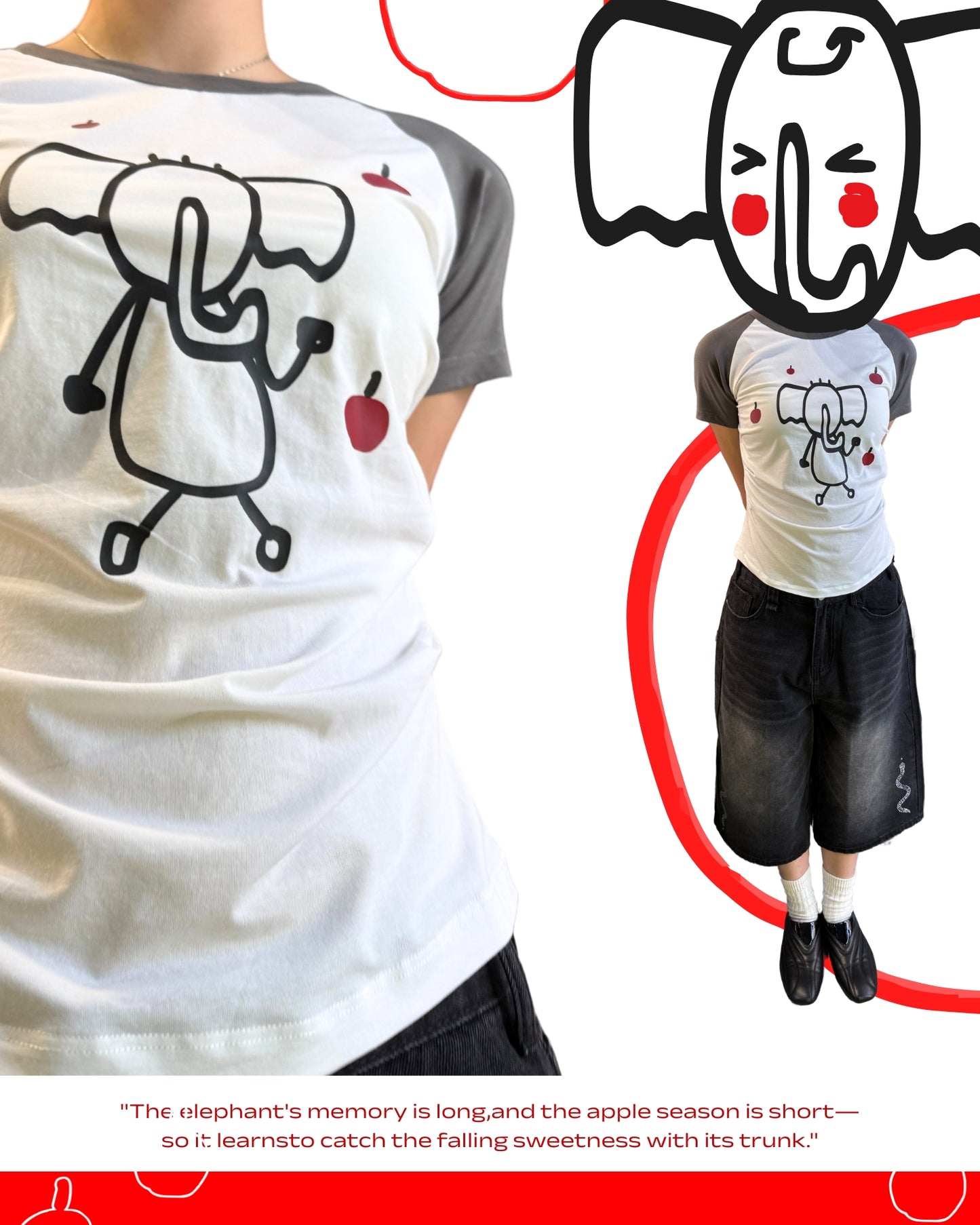 TURNOVER 2025SS Apple Dumbo TEE
“25SSWT12 笨象拾果TEE