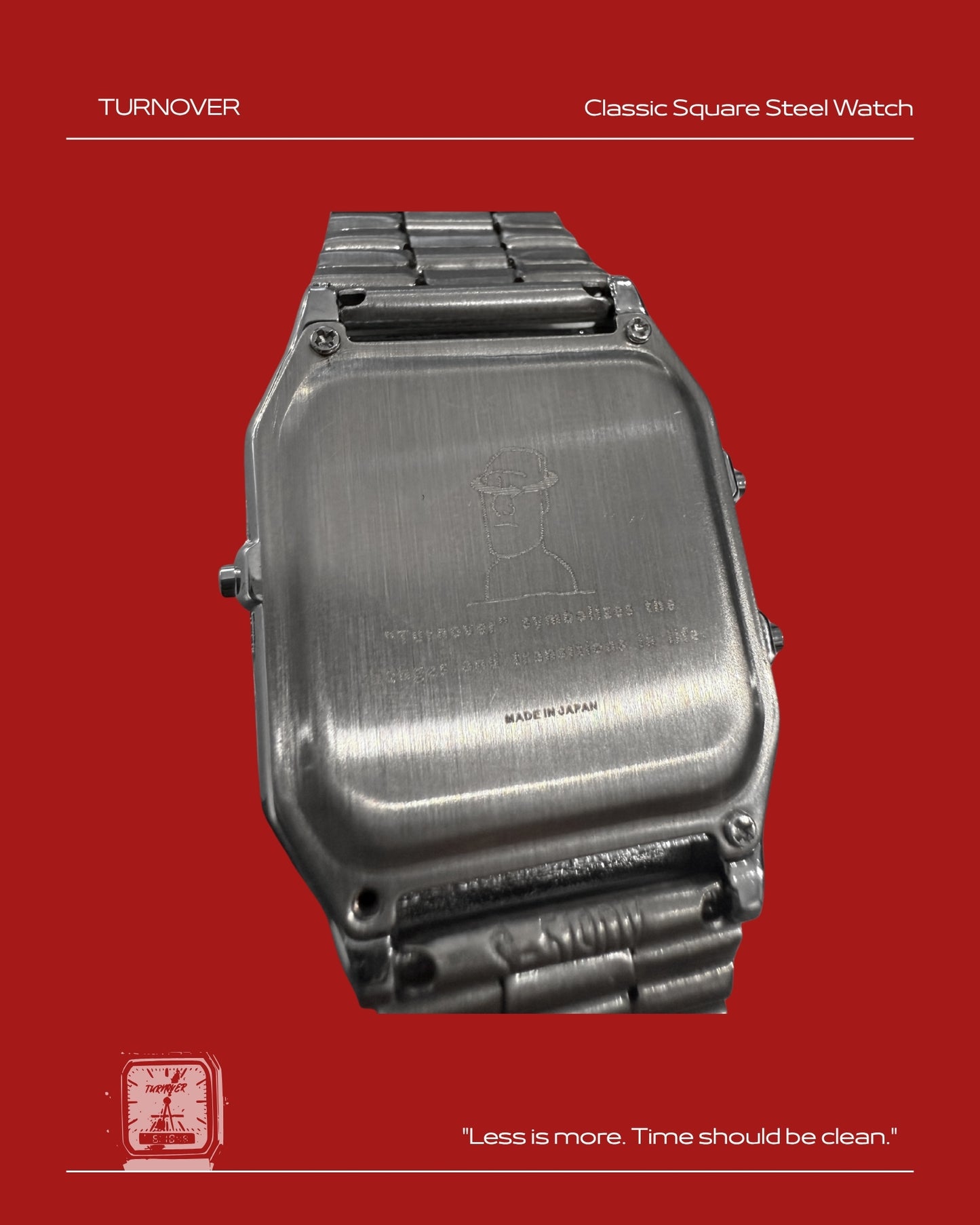 TURNOVER WATCH 經典方形鋼表