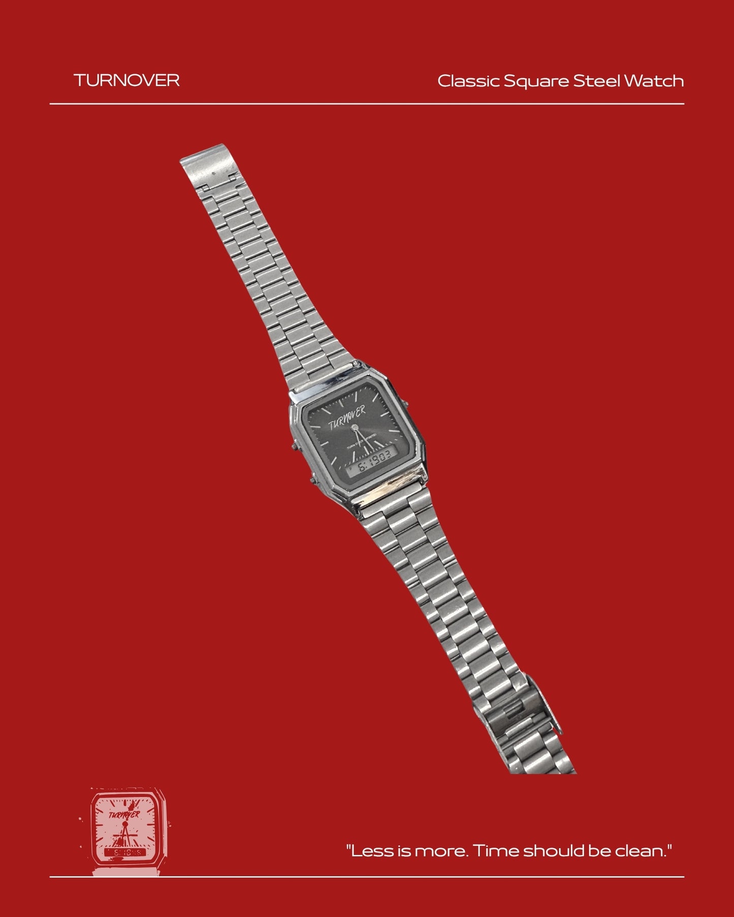 TURNOVER WATCH 經典方形鋼表