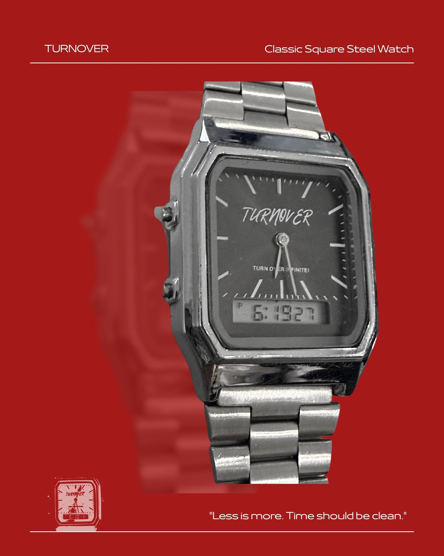 TURNOVER WATCH 經典方形鋼表