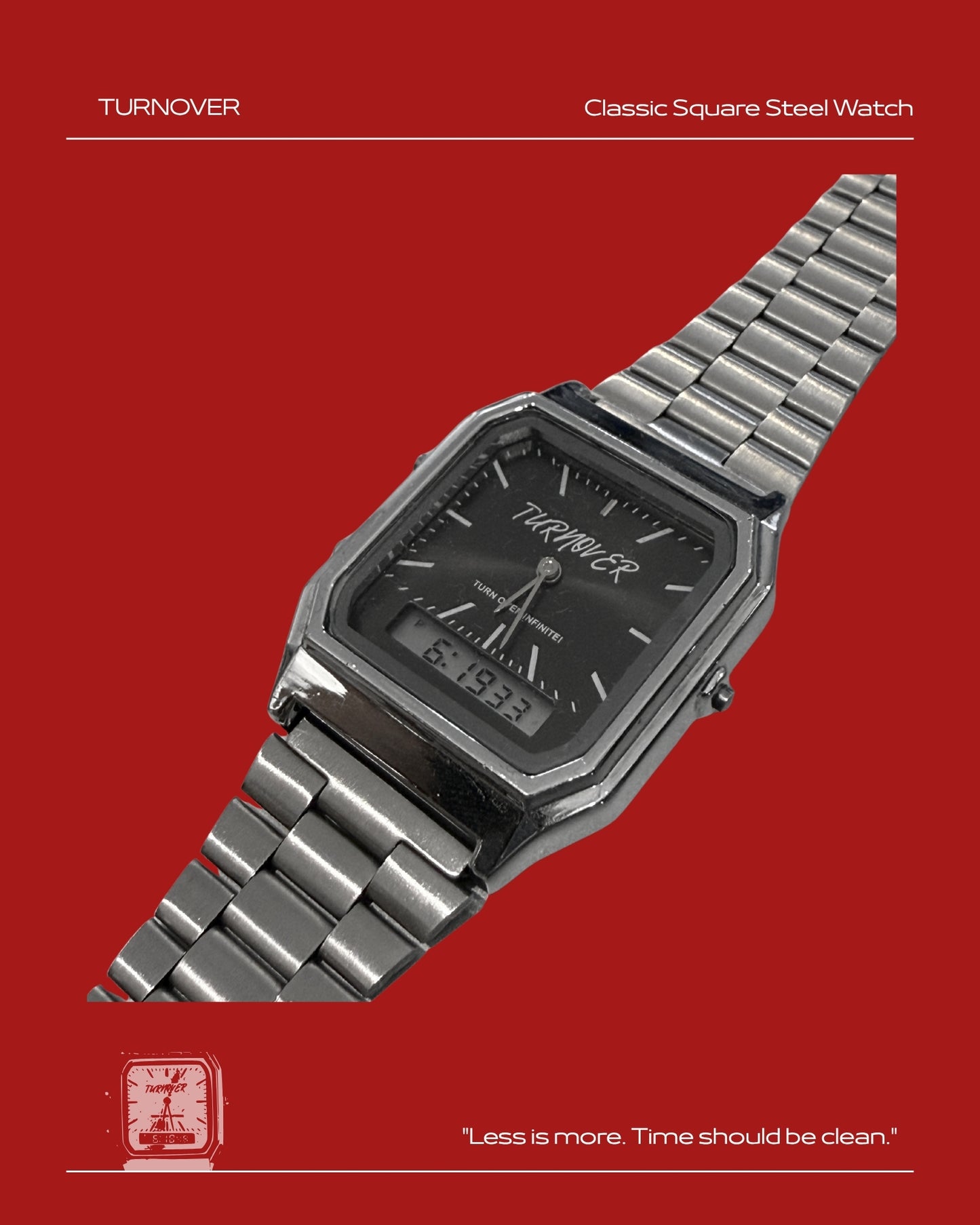 TURNOVER WATCH 經典方形鋼表