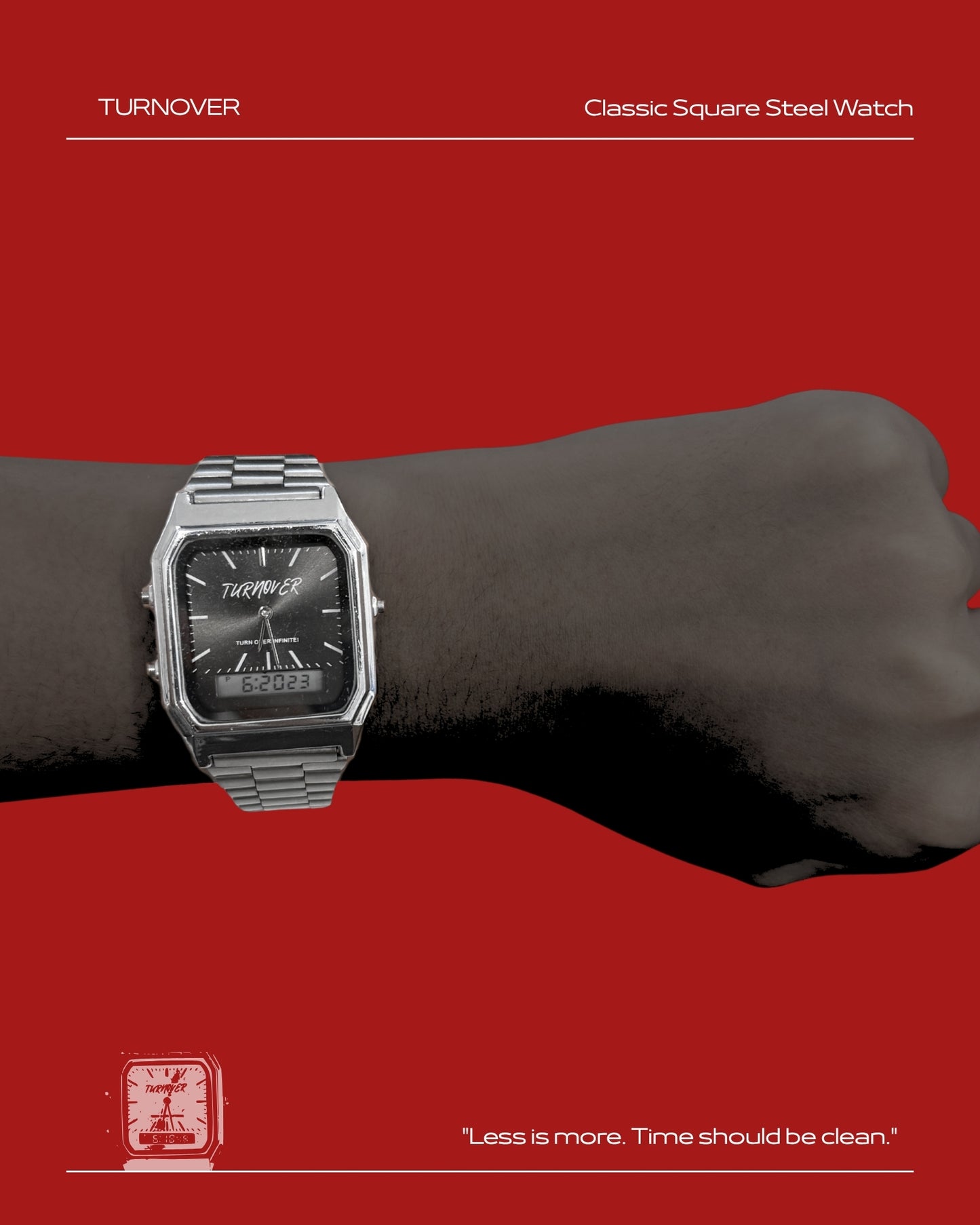 TURNOVER WATCH 經典方形鋼表