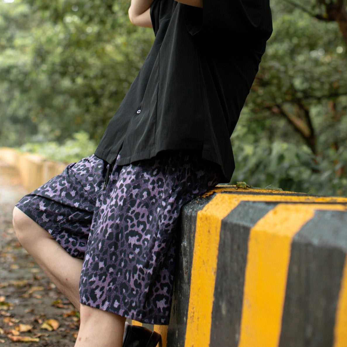 QUEST Leopard Print Shorts 涼感紫色豹紋短褲 套裝