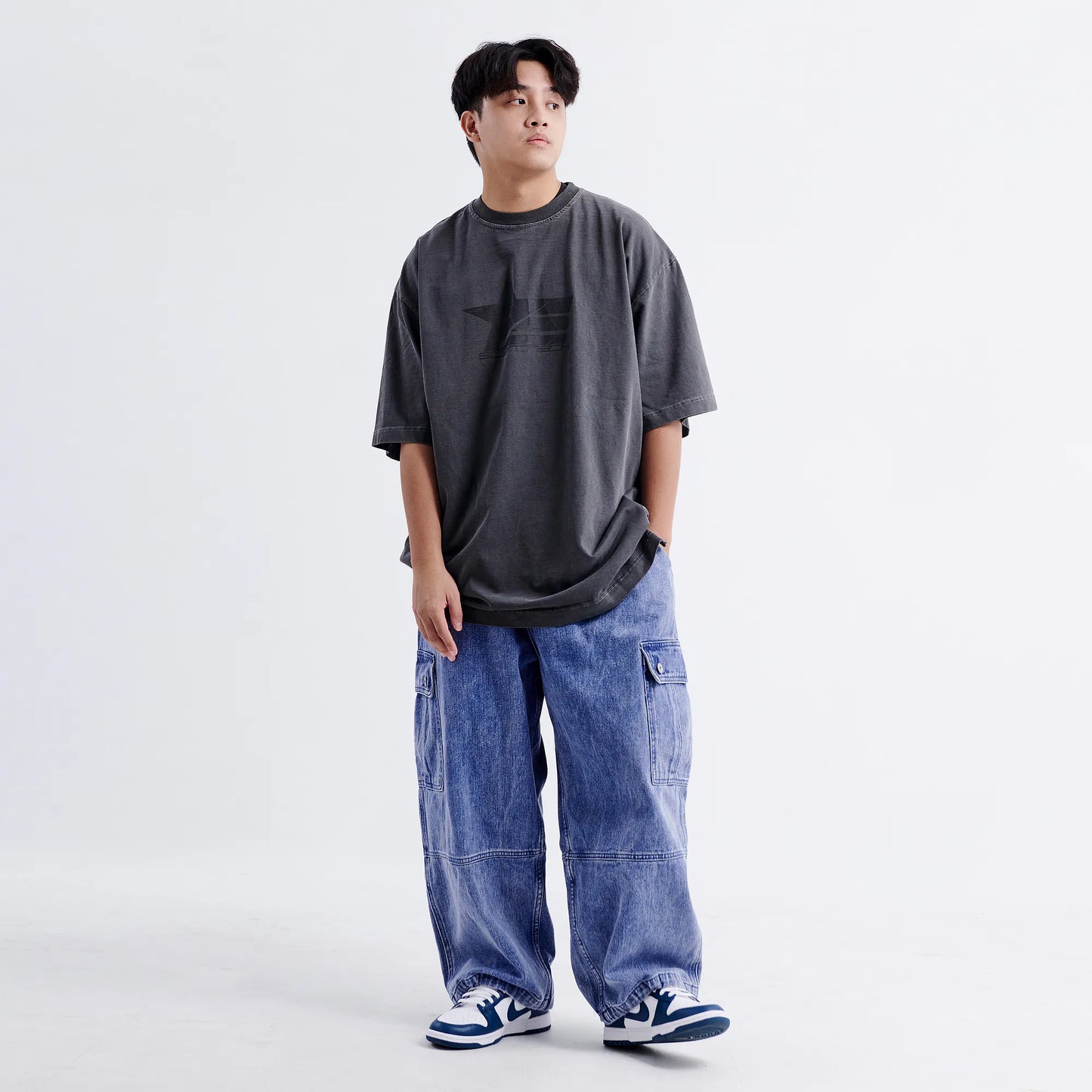 ANST 側口袋牛仔水洗寬褲 882416