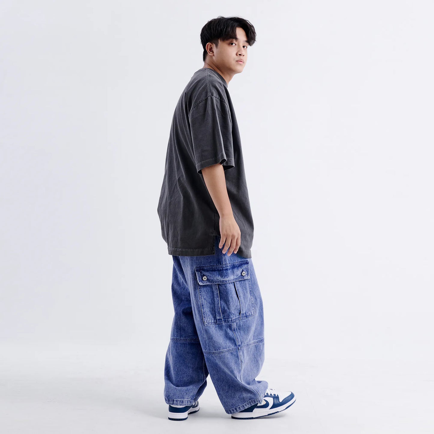 ANST 側口袋牛仔水洗寬褲 882416