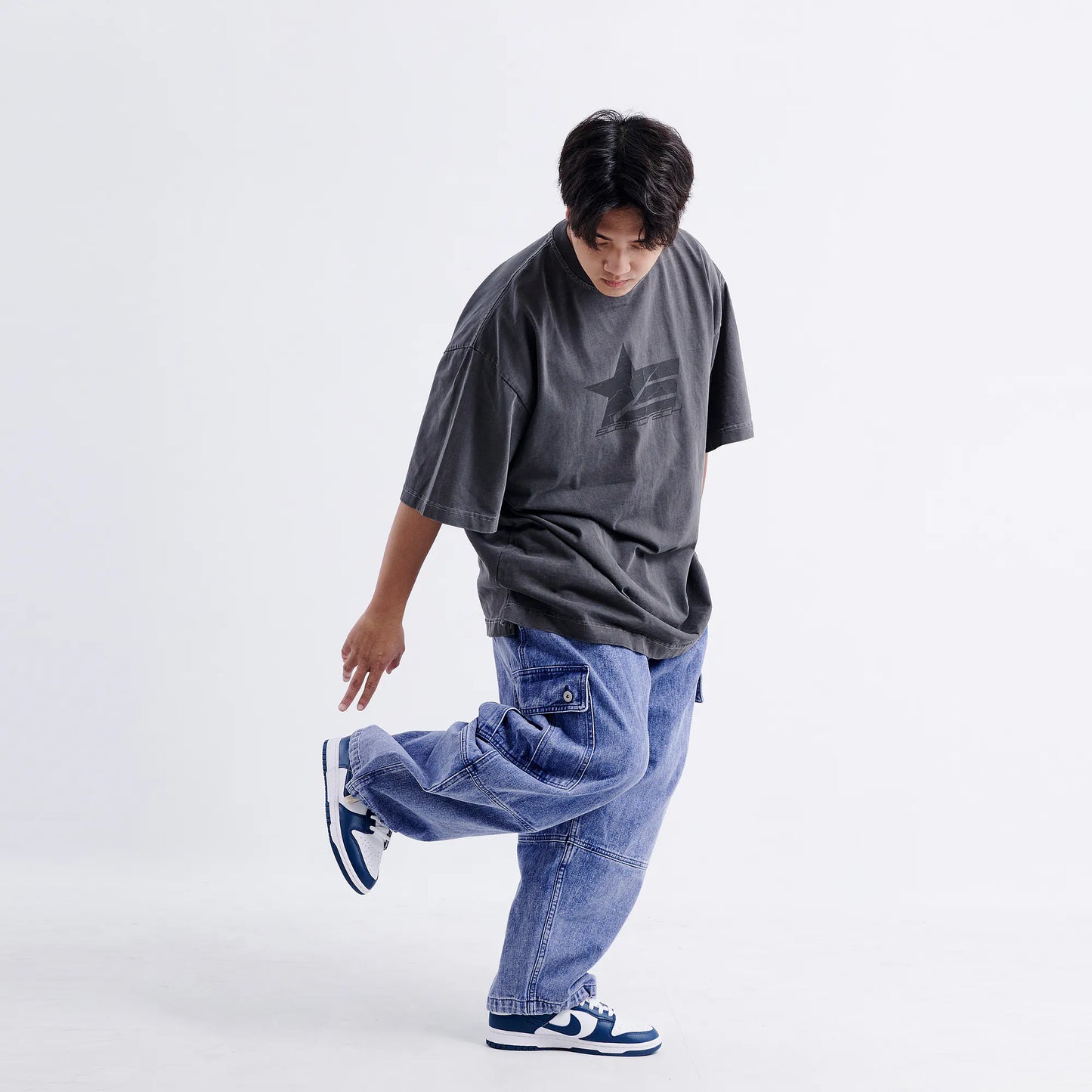 ANST 側口袋牛仔水洗寬褲 882416