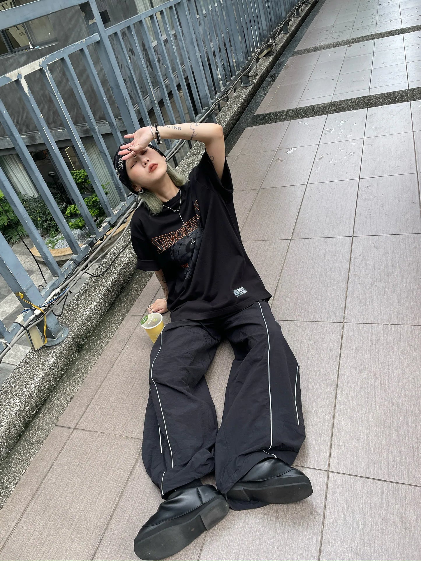 SIMON MADE TS-2523-02 SWISH籃網 下墜 短T