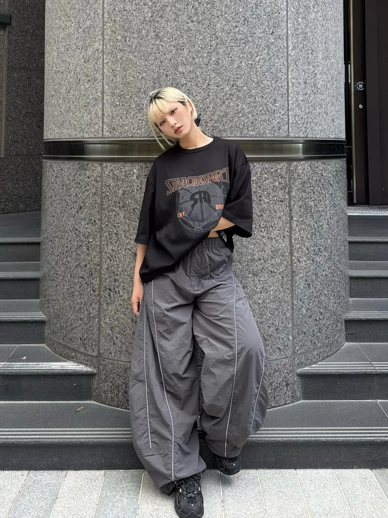 SIMON MADE TS-2523-02 SWISH籃網 下墜 短T
