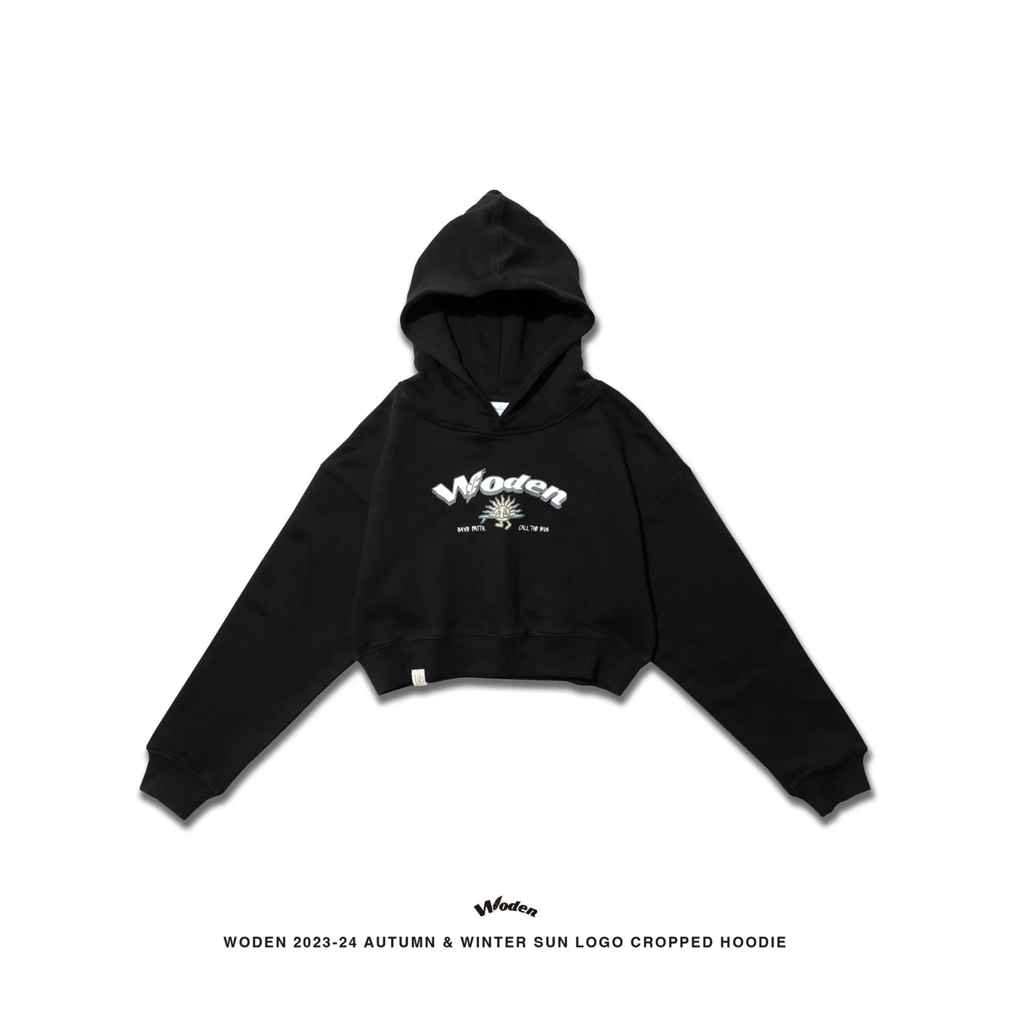 WODEN 2023-24 AUTUMN & WINTER SUN LOGO CROPPED HOODIE