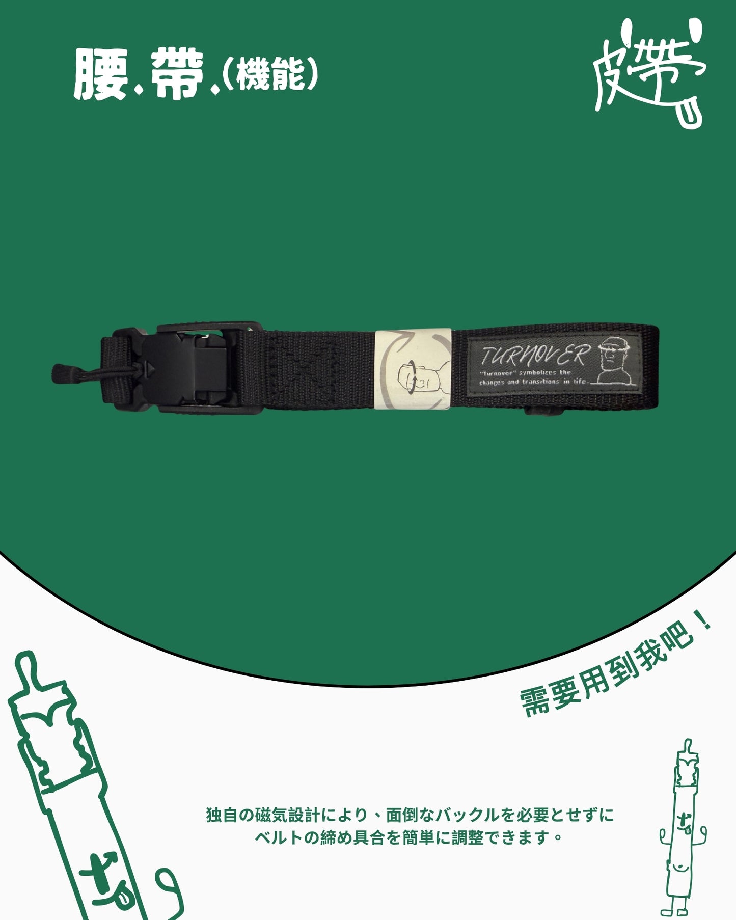 TURNOVER MAGNETIC BELT 機能腰帶