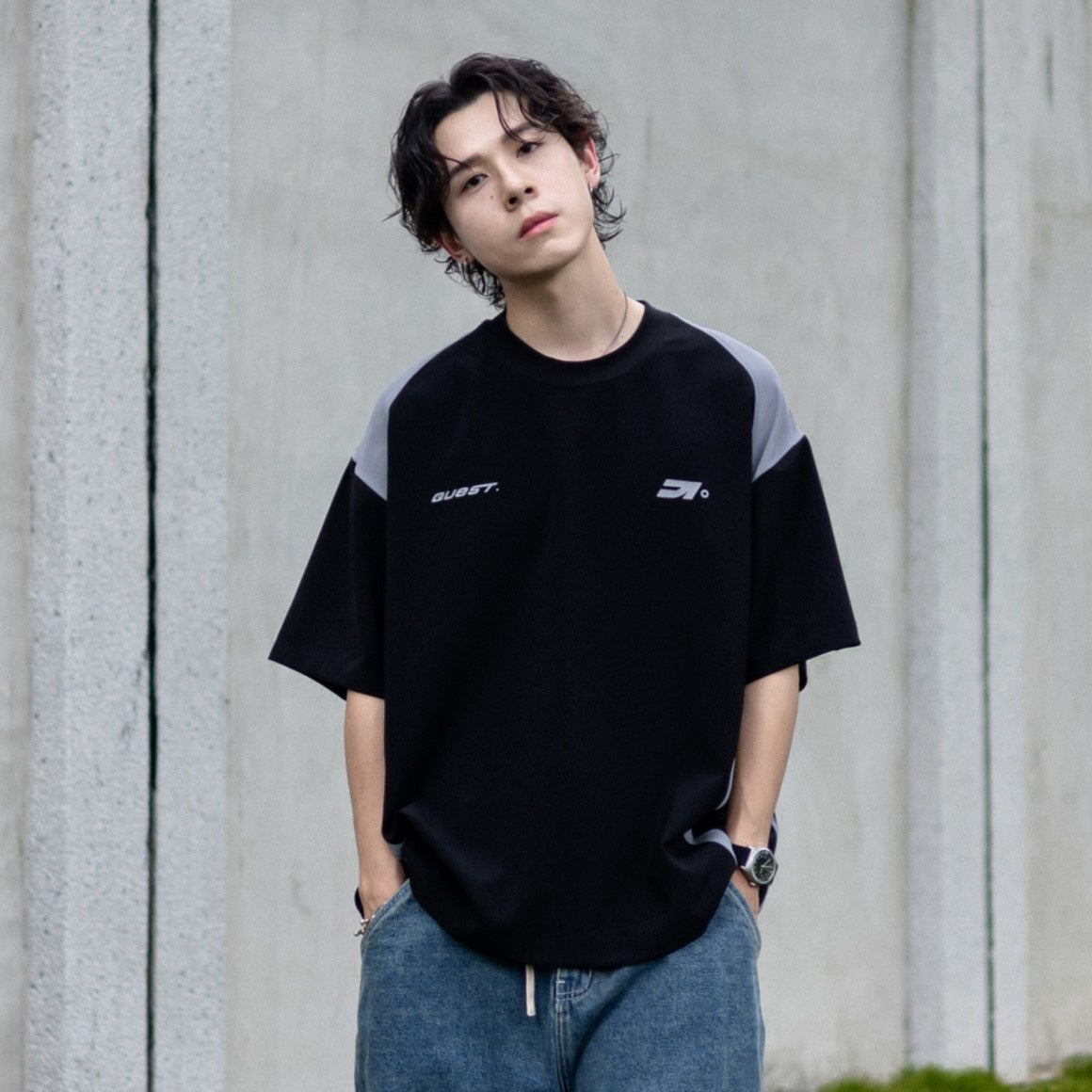 QUEST SPLICING JERSEY SHIRT 拼接機能重磅 上衣