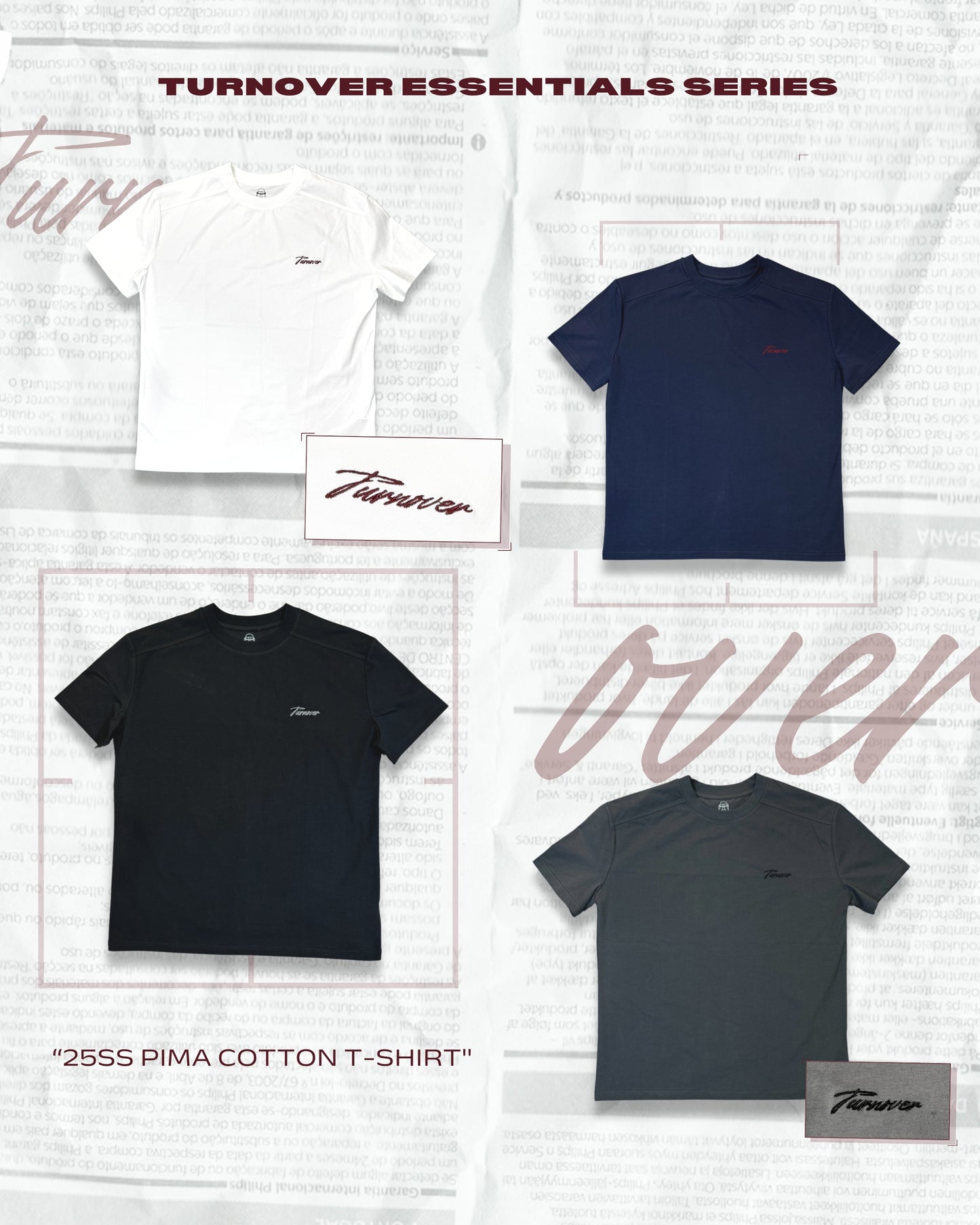 TURNOVER 2025SS PIMA COTTON T-SHIRT“25SST2 匹馬棉T恤”