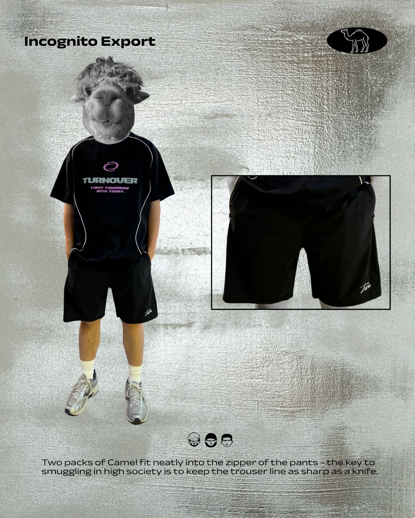 TURNOVER 2025S Incognito Export Shorts
“25SS-S5 黑駱駝短褲 ”