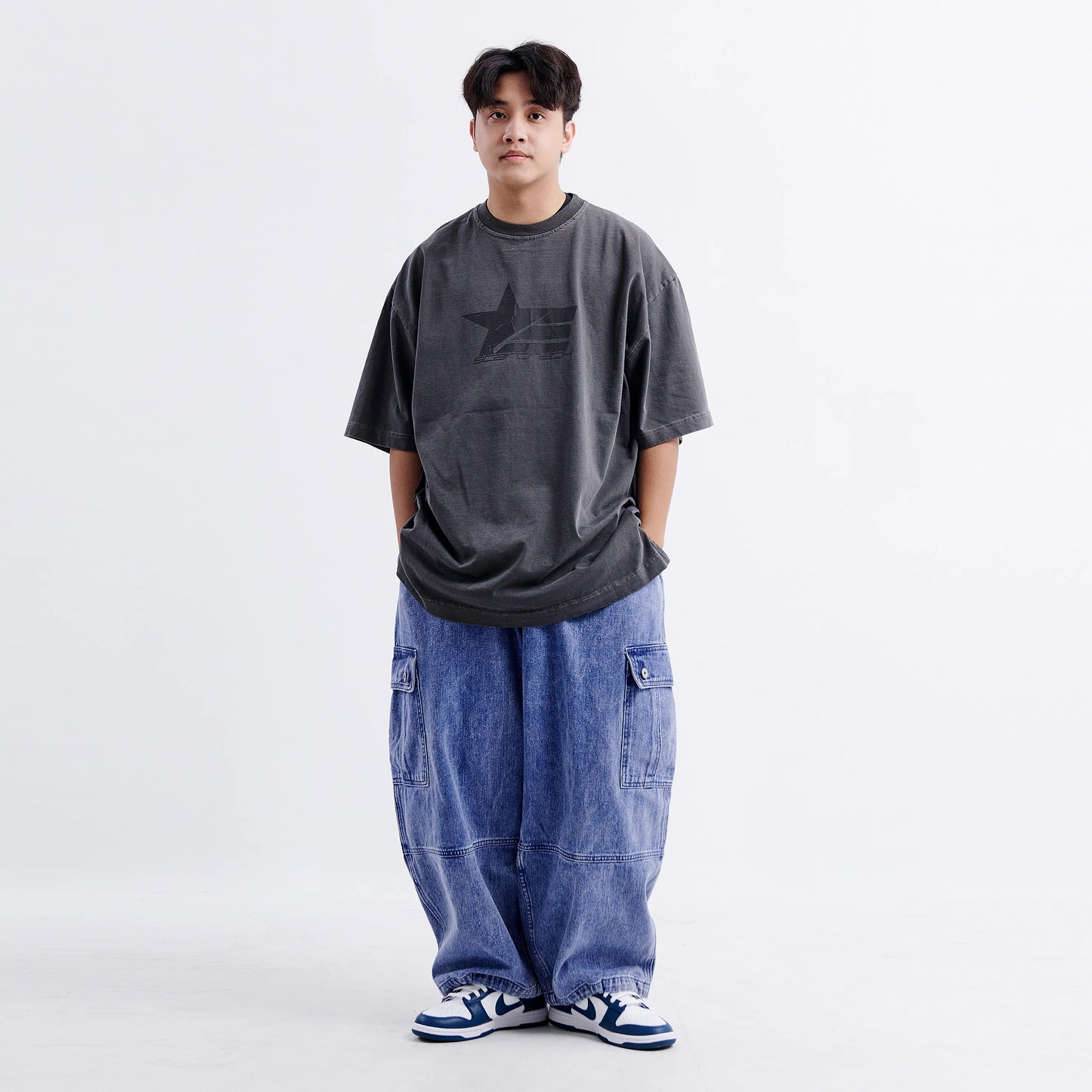 ANST 側口袋牛仔水洗寬褲 882416
