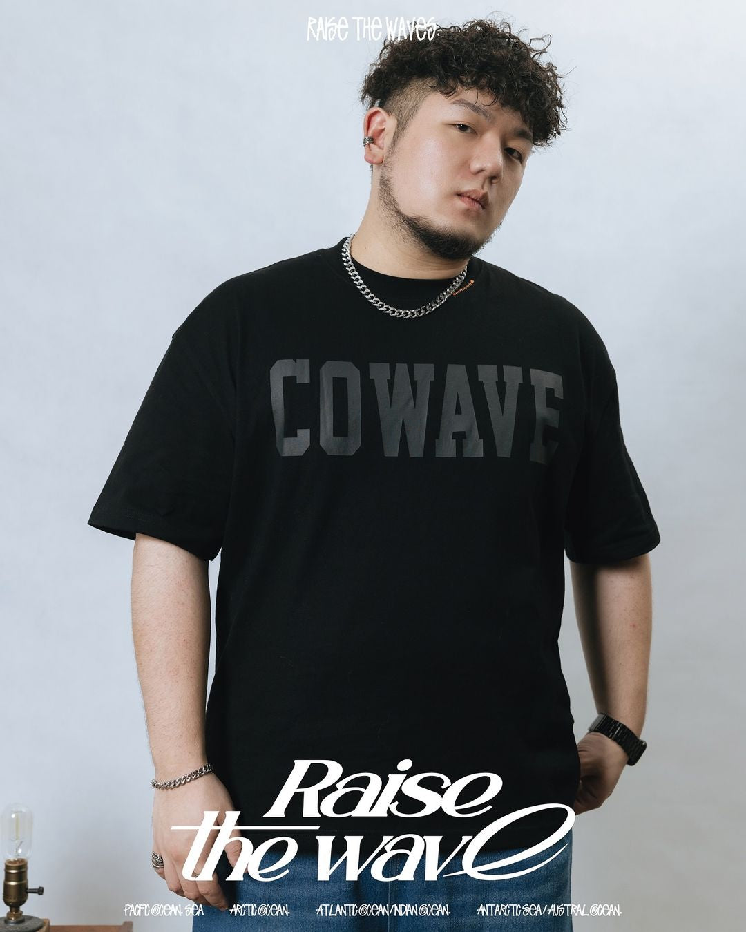 Cowave 2024 Spring & Summer Same Color Print Tee