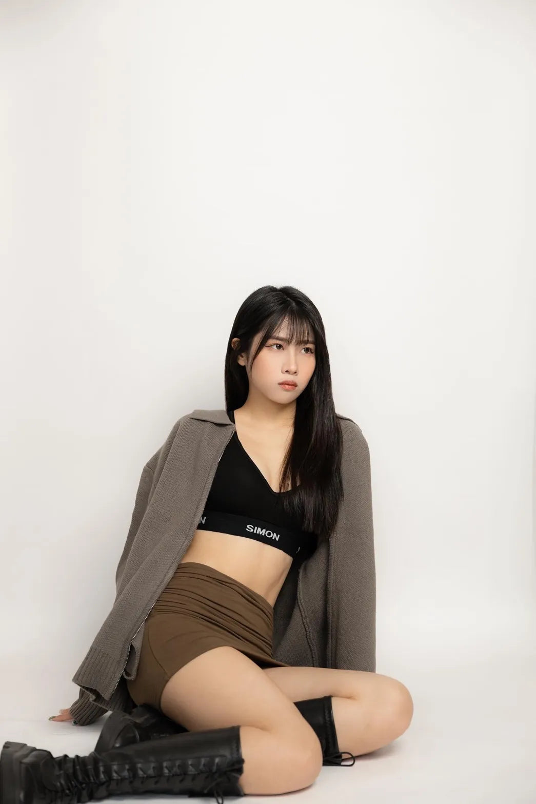 SIMON MADE OW-2340 高級感 簡約 柔軟 針織 翻領 外套