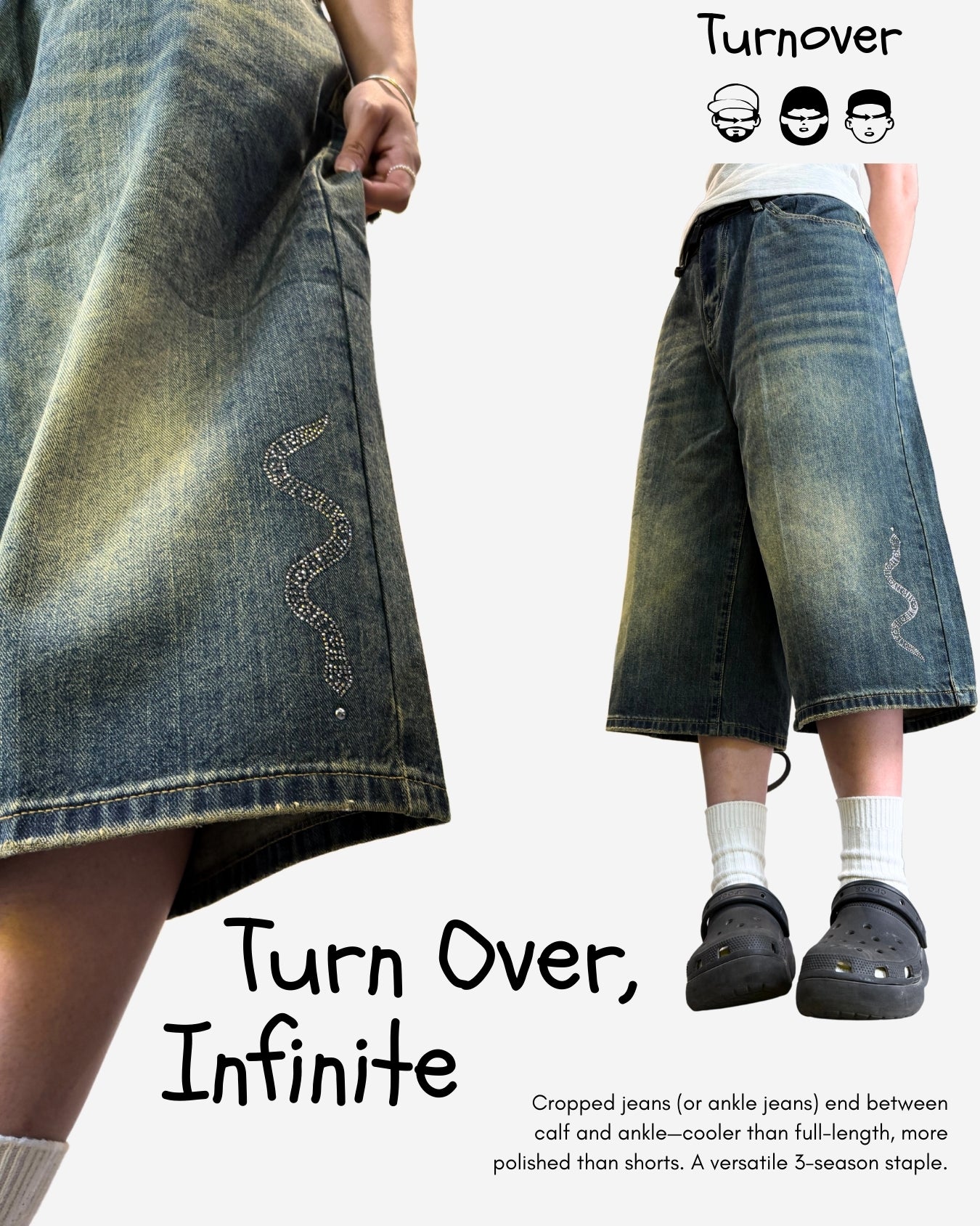 TURNOVER 2025SS Snakelet JEANS
“25SS-S3 小蛇閃鑽牛仔褲”