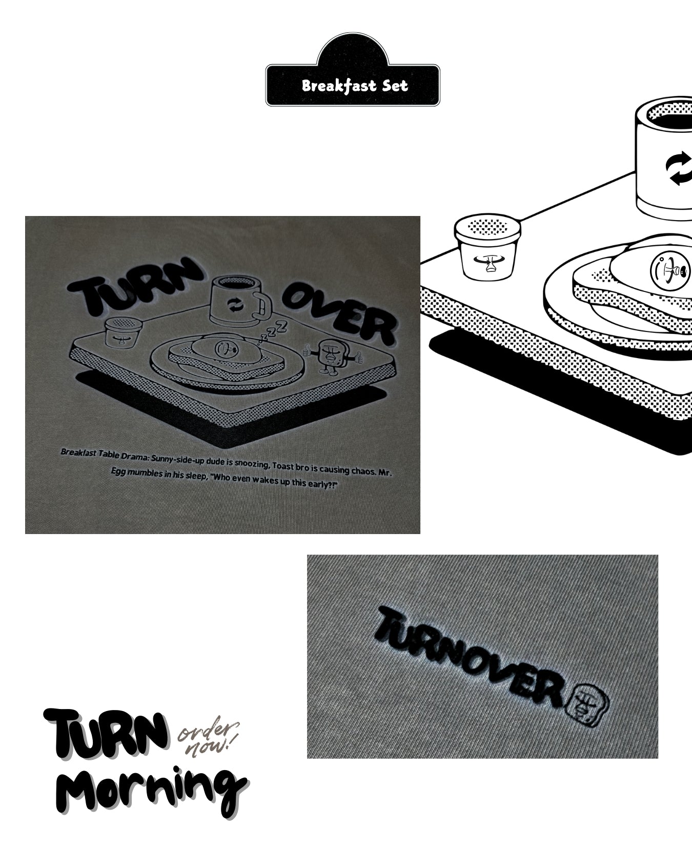 TURNOVER 2025SS “Breakfast Set Tee "
“25SST14 早餐大暴走TEE”