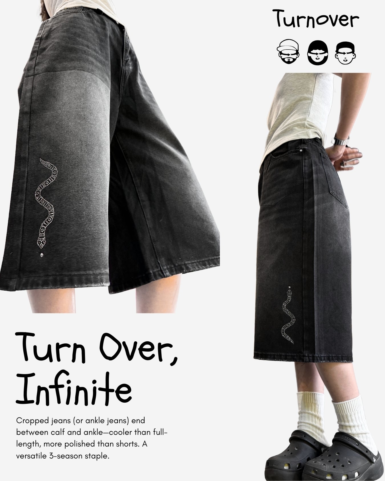 TURNOVER 2025SS Snakelet JEANS
“25SS-S3 小蛇閃鑽牛仔褲”