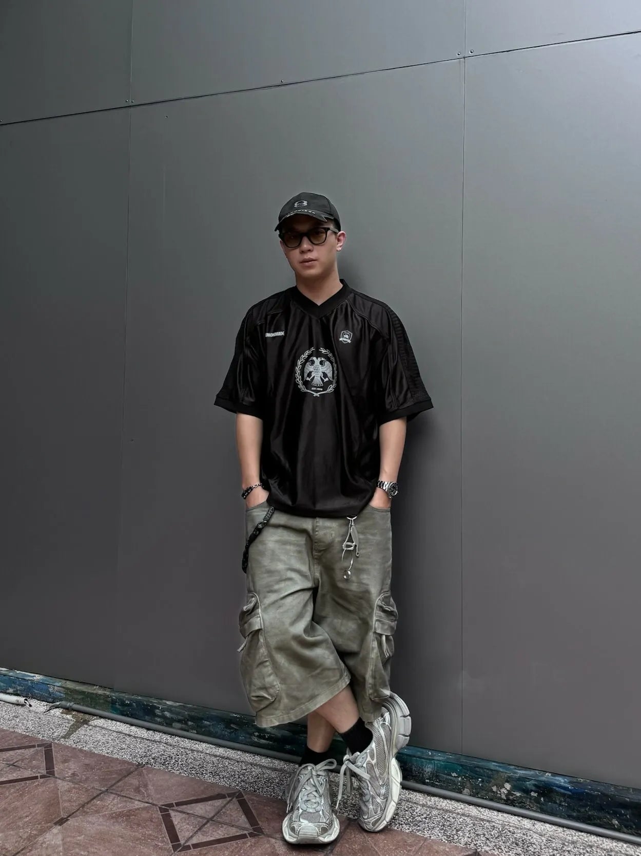 SIMON MADE TS-2423 異材質 拼接 FBI 夢幻隊 足球 短T