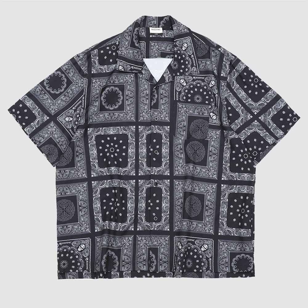 【QUEST】PAISLEY PRINT SHIRT-變形蟲圖騰襯衫 古巴領 圖騰 短袖 襯衫 外搭