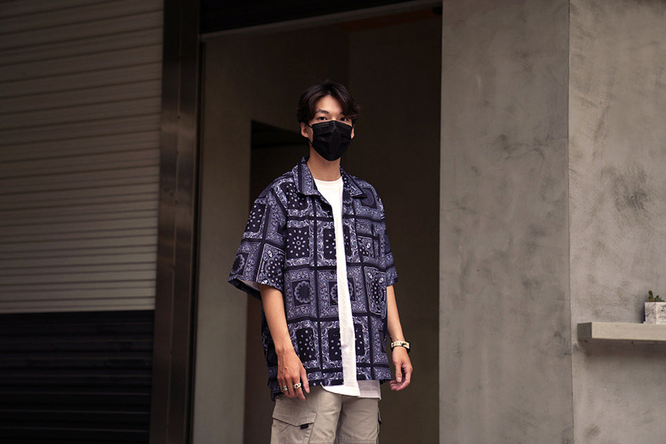 【QUEST】PAISLEY PRINT SHIRT-變形蟲圖騰襯衫 古巴領 圖騰 短袖 襯衫 外搭