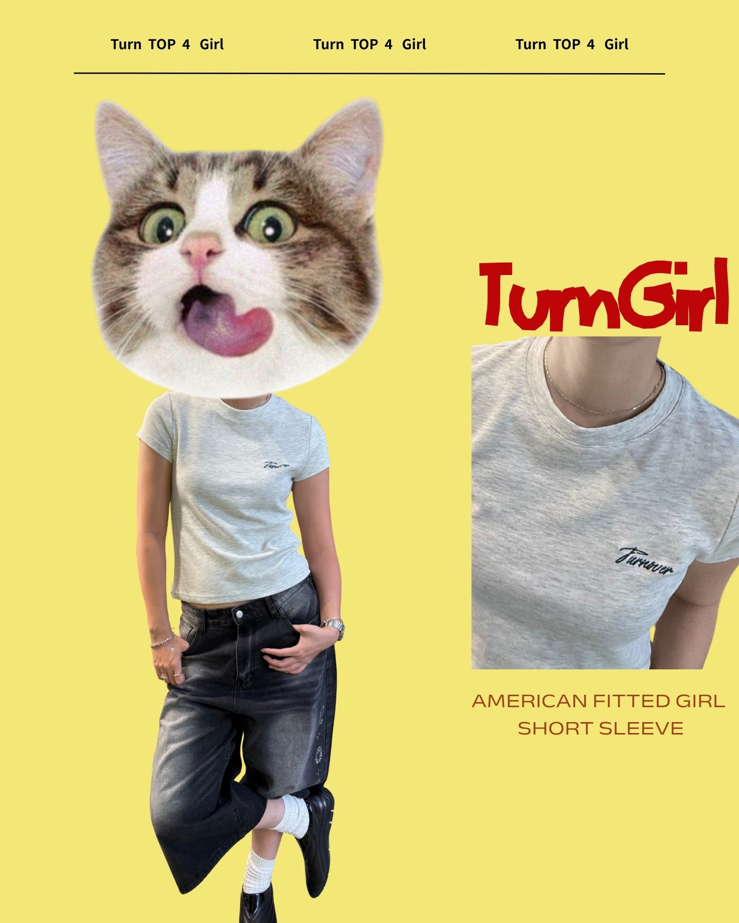TURNOVER 2025SS AMERICAN FITTED GIRL SHORT SLEEVE “25SSWT21 美式緊身短袖T恤(女款)”