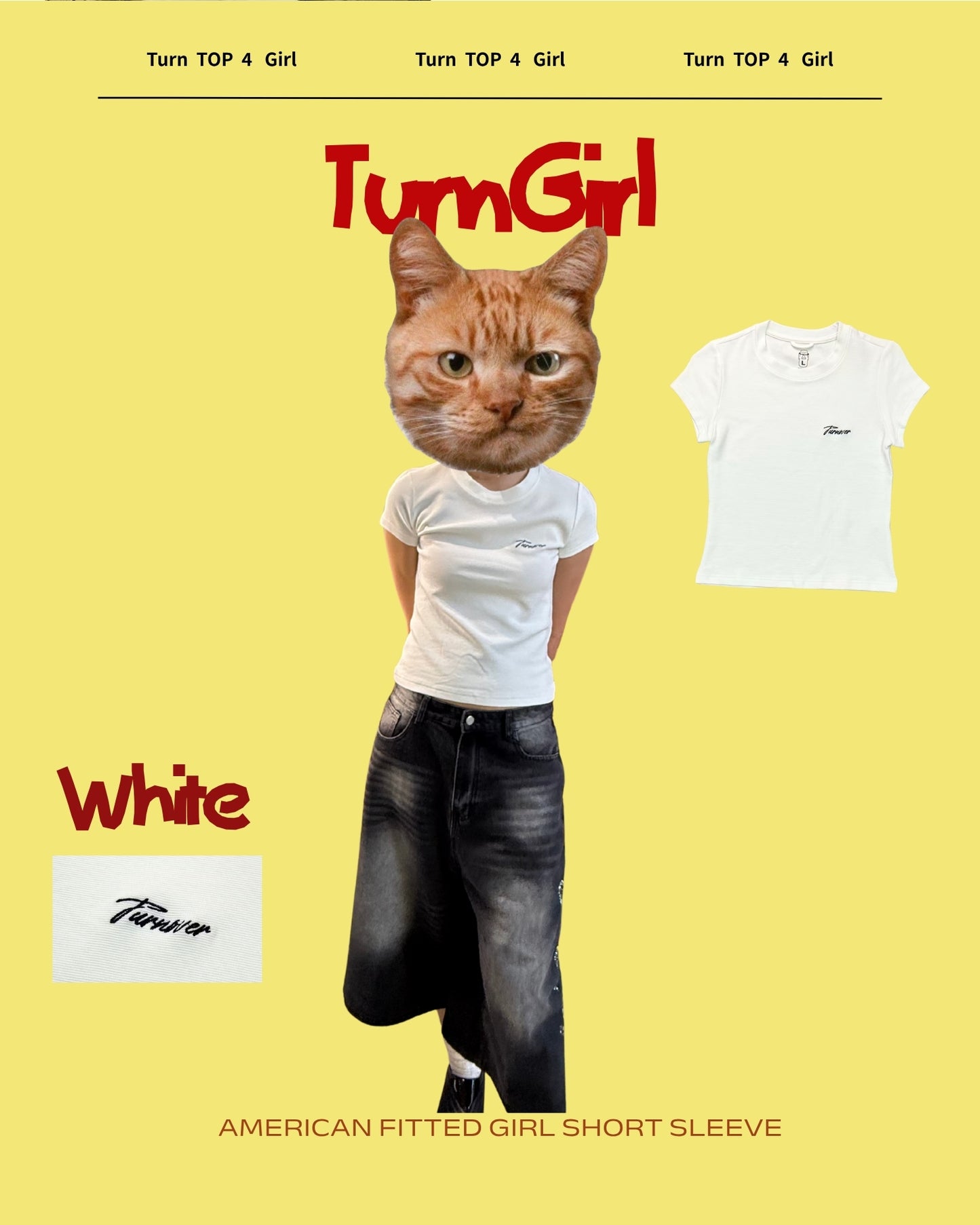 TURNOVER 2025SS AMERICAN FITTED GIRL SHORT SLEEVE “25SSWT21 美式緊身短袖T恤(女款)”