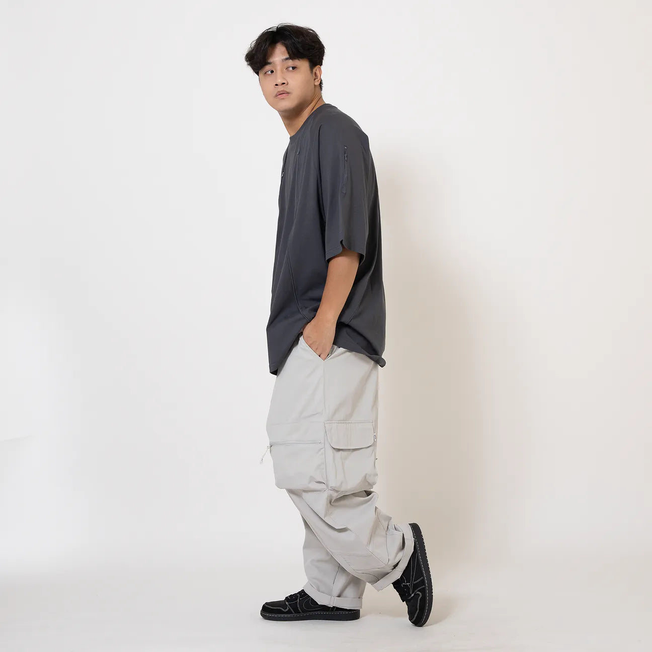 ANST 八袋 不對稱口袋寬褲 882415