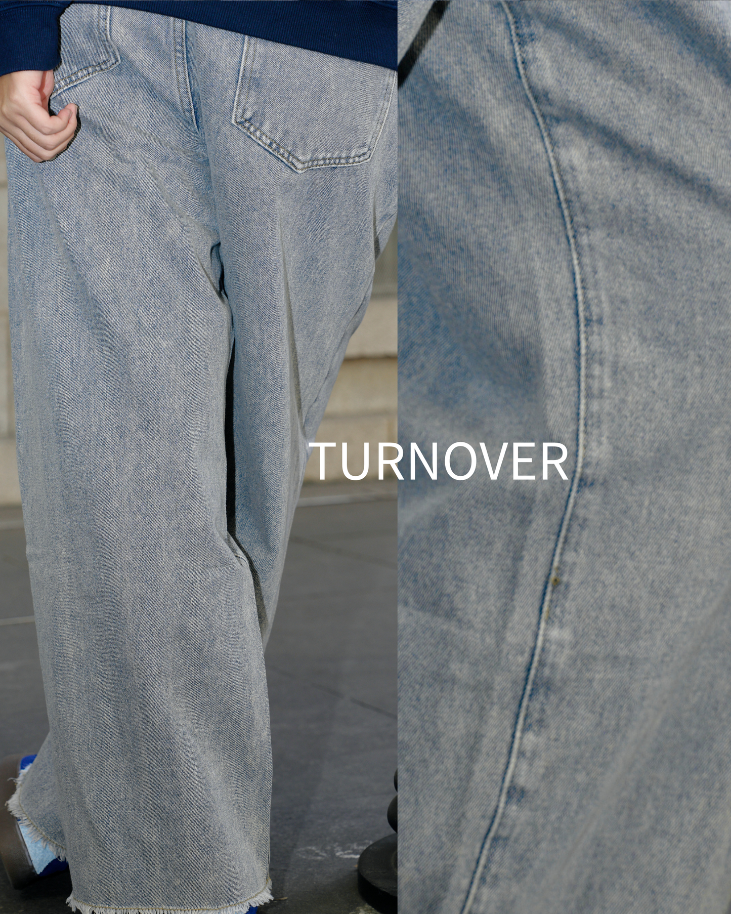 TURNOVER LOOSE HEM LONG JEANS
