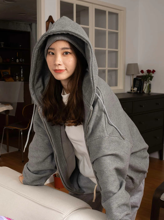SIMON MADE OW-2209 火爐邊的毯毯 華夫格 抓絨 慵懶 美式 連帽 外套